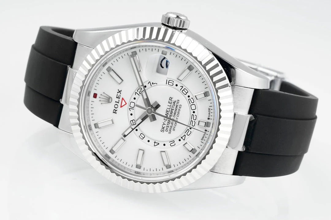 Rolex Sky-Dweller 42mm Stainless Steel Case White Dial Rubber Strap