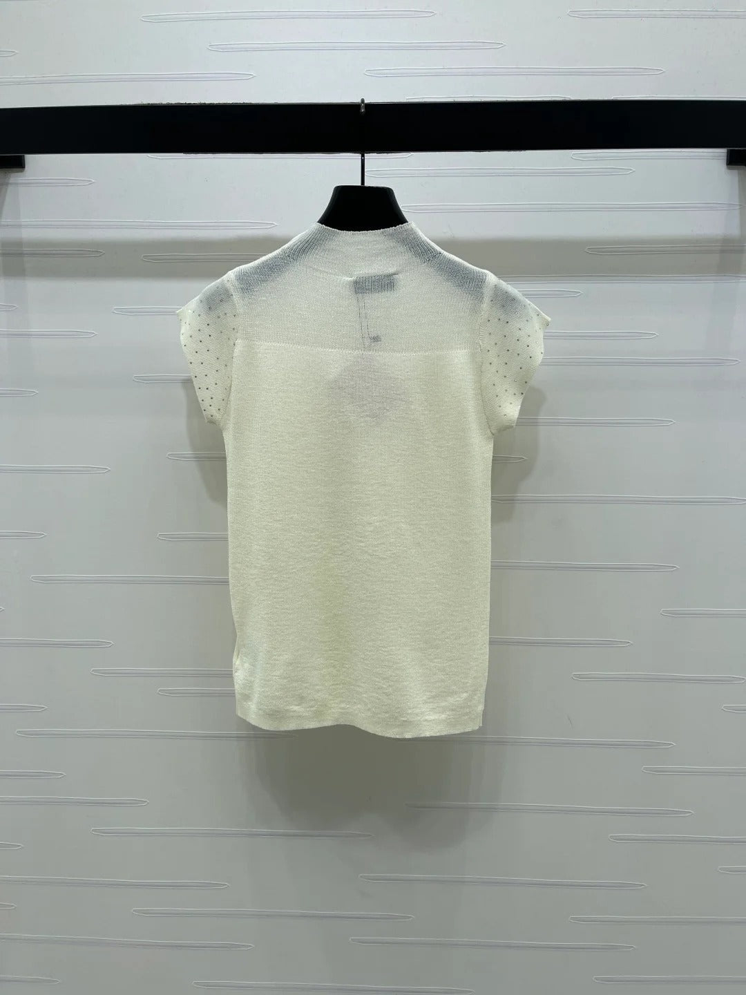 Miumiu 2026 Crew Neck Sheer Knit Short-sleeved Top 352770