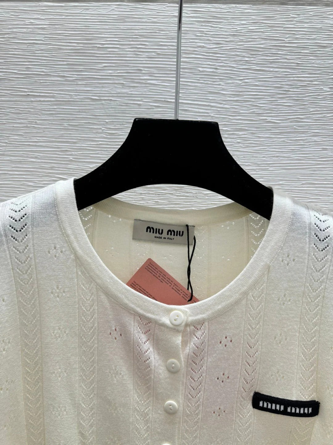 Miumiu 2026 Simple Crew Neck Knitted Short-Sleeve Cardigan Tencel 397730