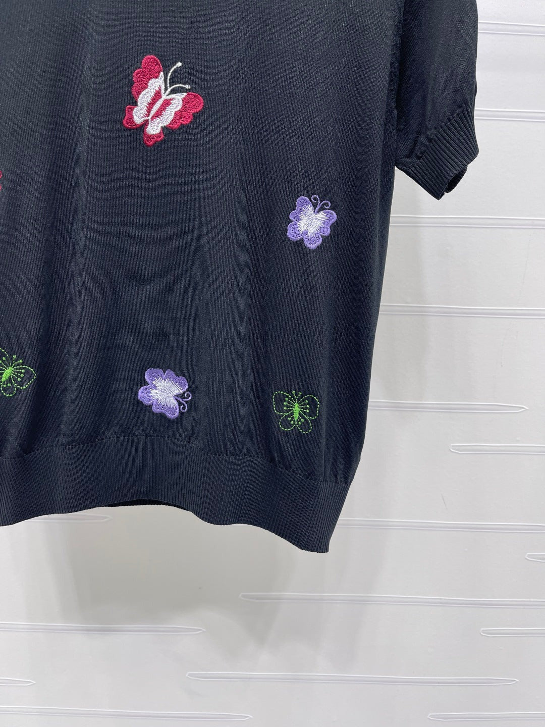 CD 2026 Embroidered Butterfly Knit Short-Sleeve T-Shirt Cotton 422553