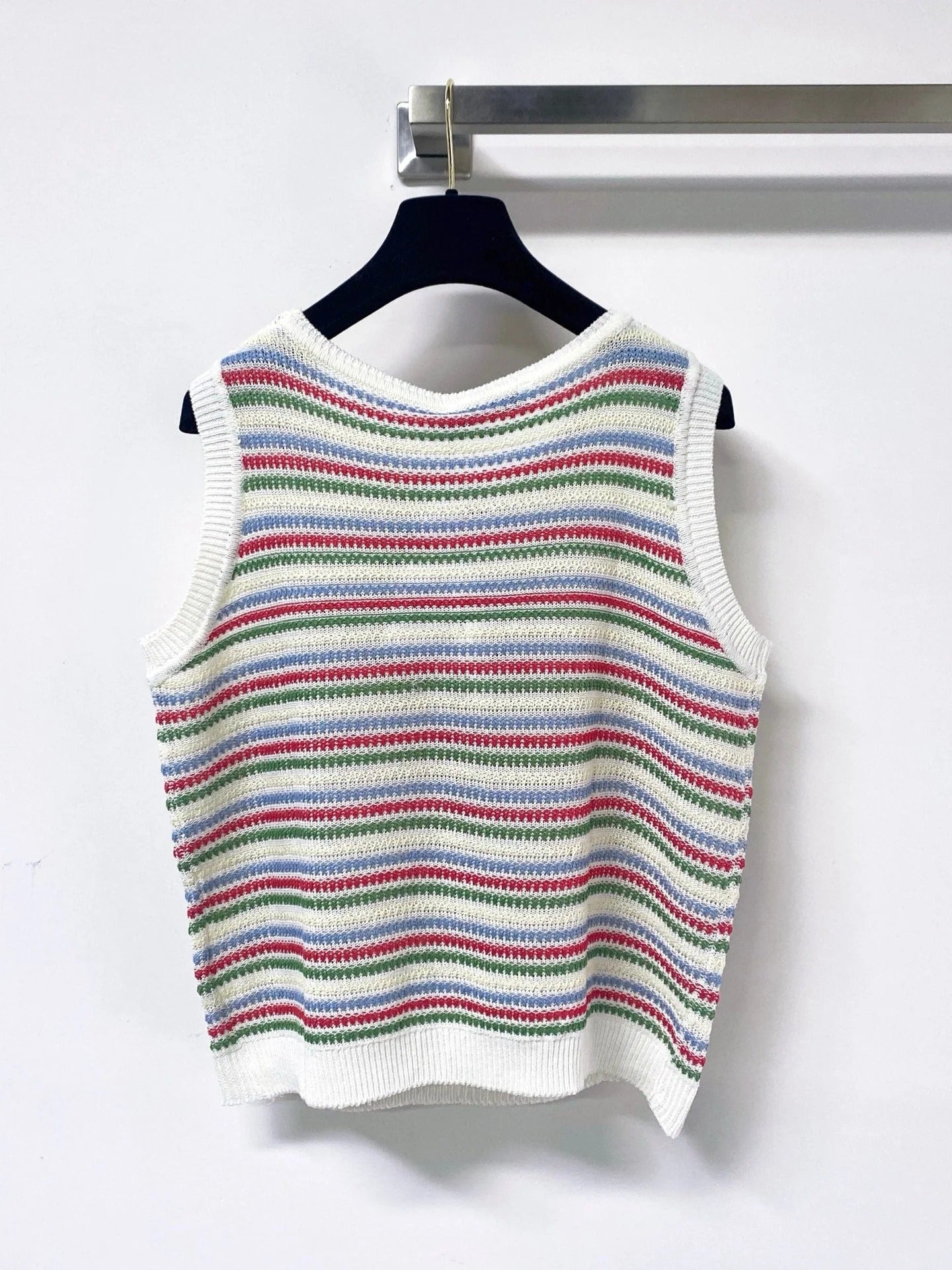 Dior 2026 Multi Color Striped Knit Vest Wool Laine 405745