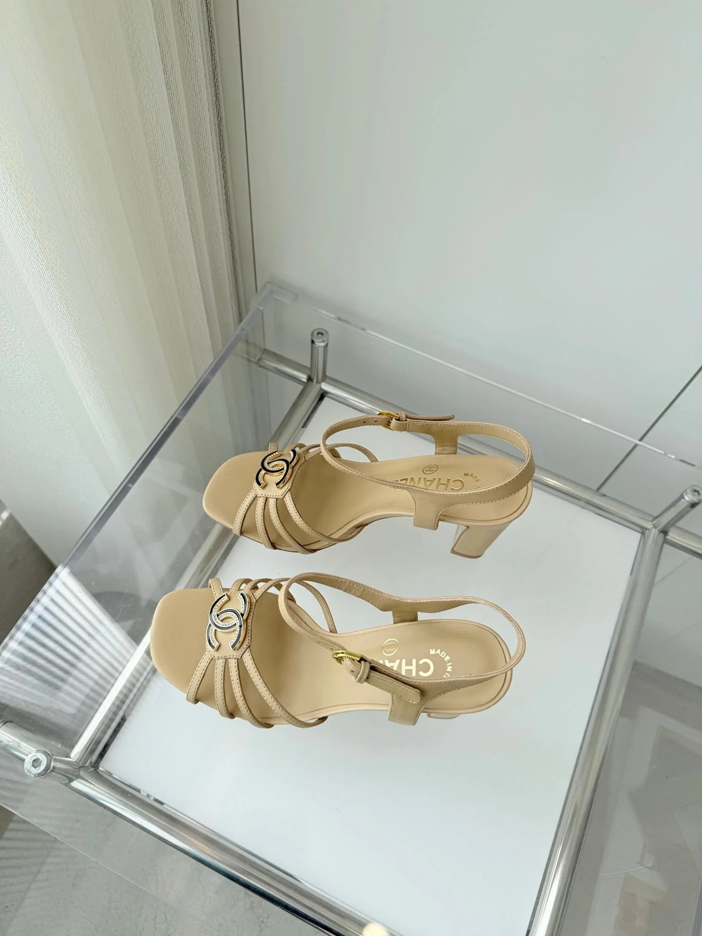 Chanel 2026 Slingback Square Heels 8.5cm Leather Sheepskin 823415