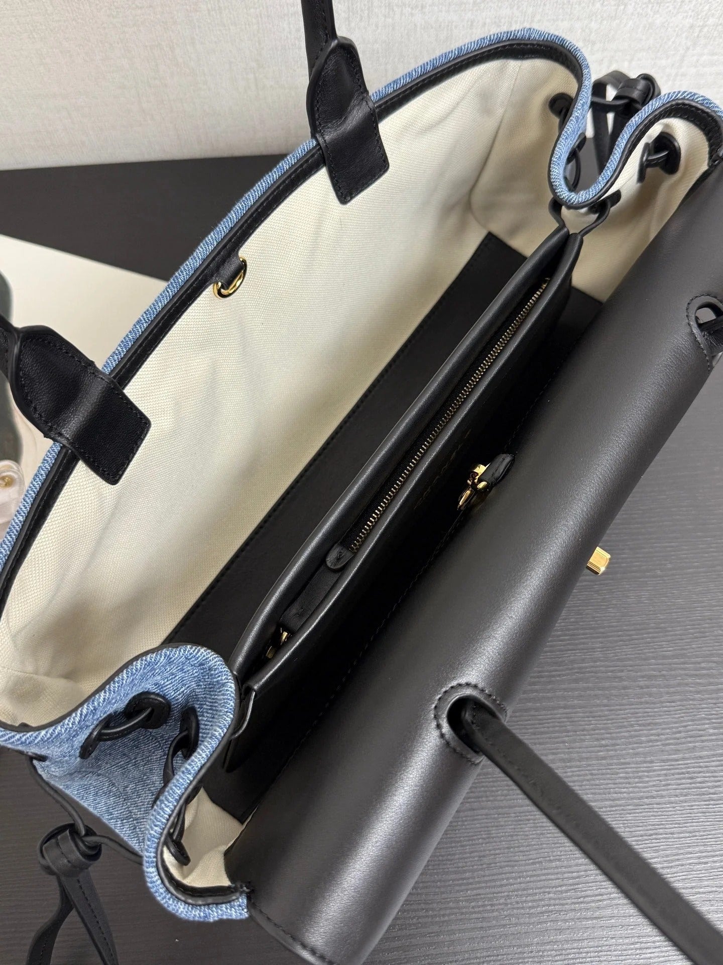CC 2026 Shopping Bag 31cm Blue Black Denim Calfskin