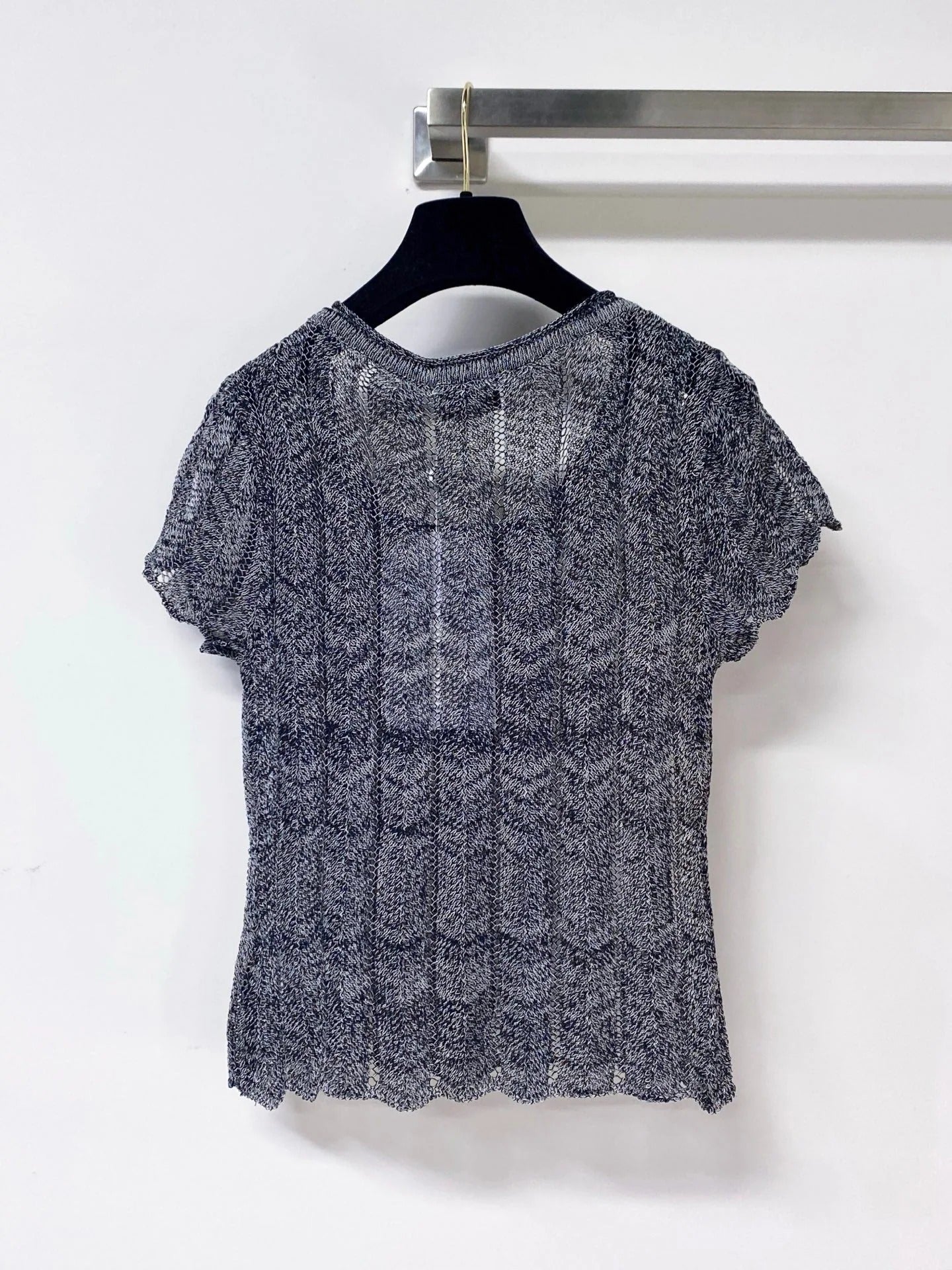 Chanel 2026 Short-Sleeve Cardigan Grey Wool Laine 442981