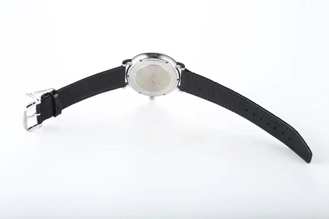 IWC Portofino 40mm Cream Dial Steel Case Black Crocodile Leather Strap