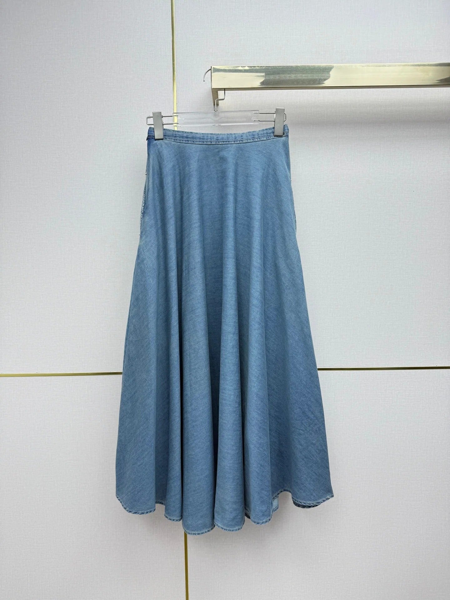 Dior 2026 Denim Midi Skirt With Drawstring Waist Cotton 380460