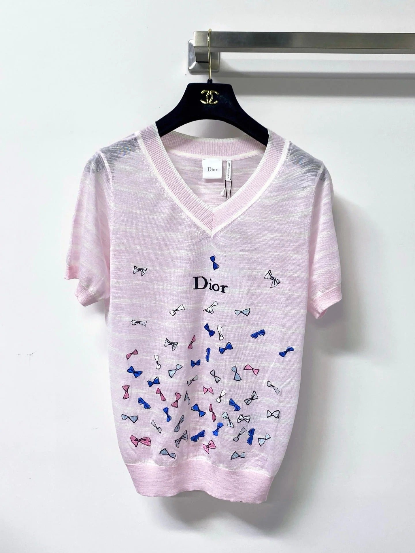Dior 2026 Striped V-neck Short-Sleeve Shirt Viscosa 487999