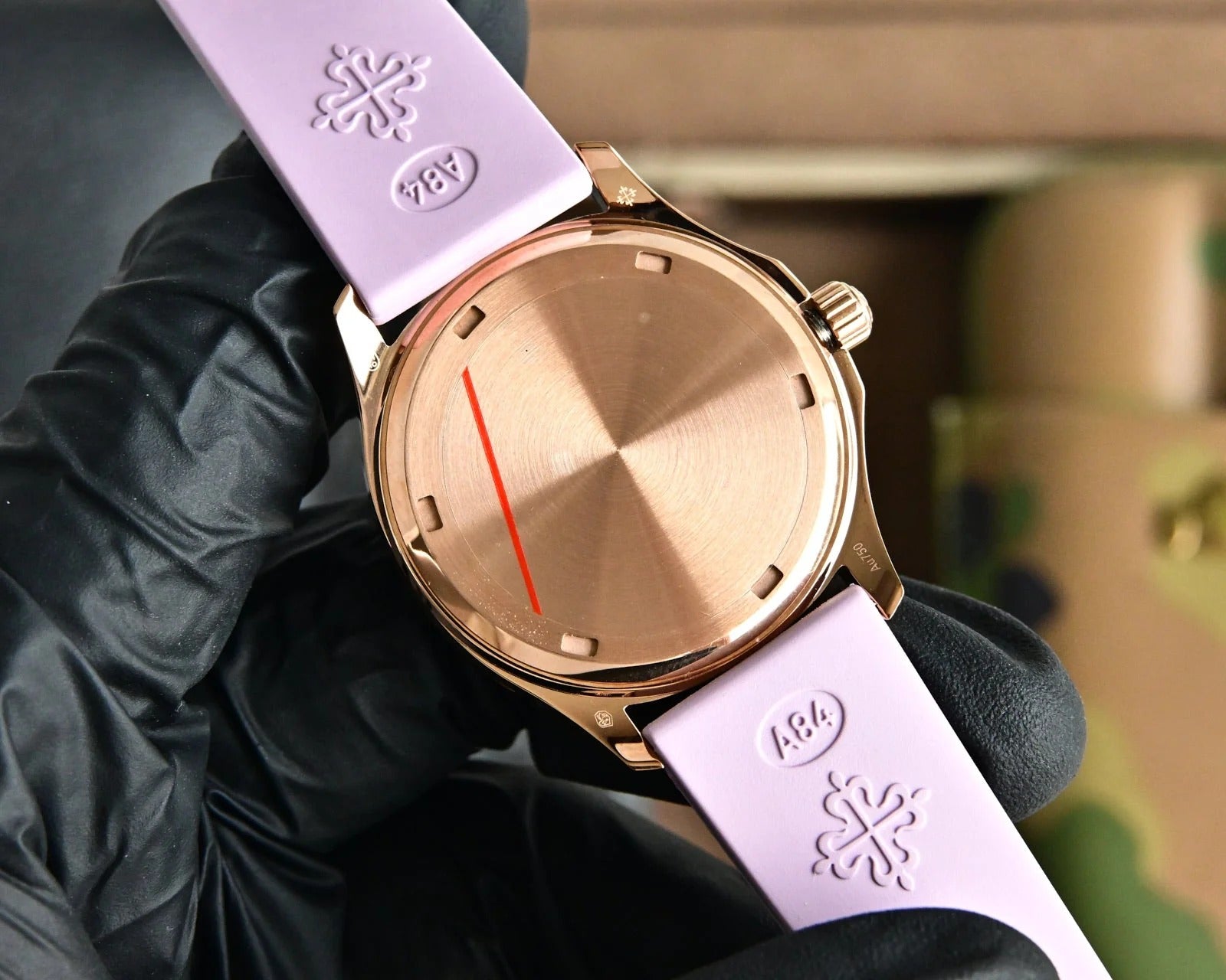 Patek Aquanaut 35.6mm Rose Gold Case Pink Strap Watch