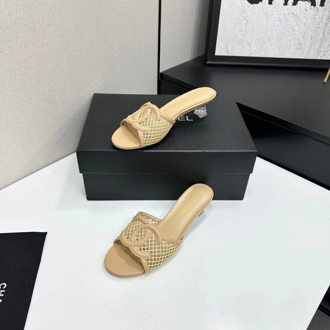 Chanel 2026 Transparent Spool Heels Leather Sheepskin Mesh 822723