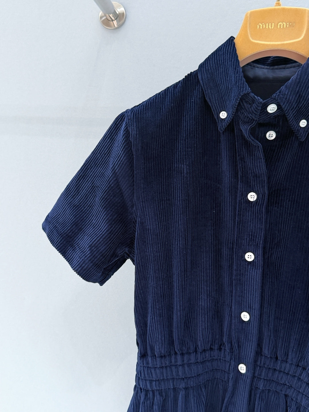 Miumiu 2026 Shirt Dress with a Slim Fit Blue Cotton