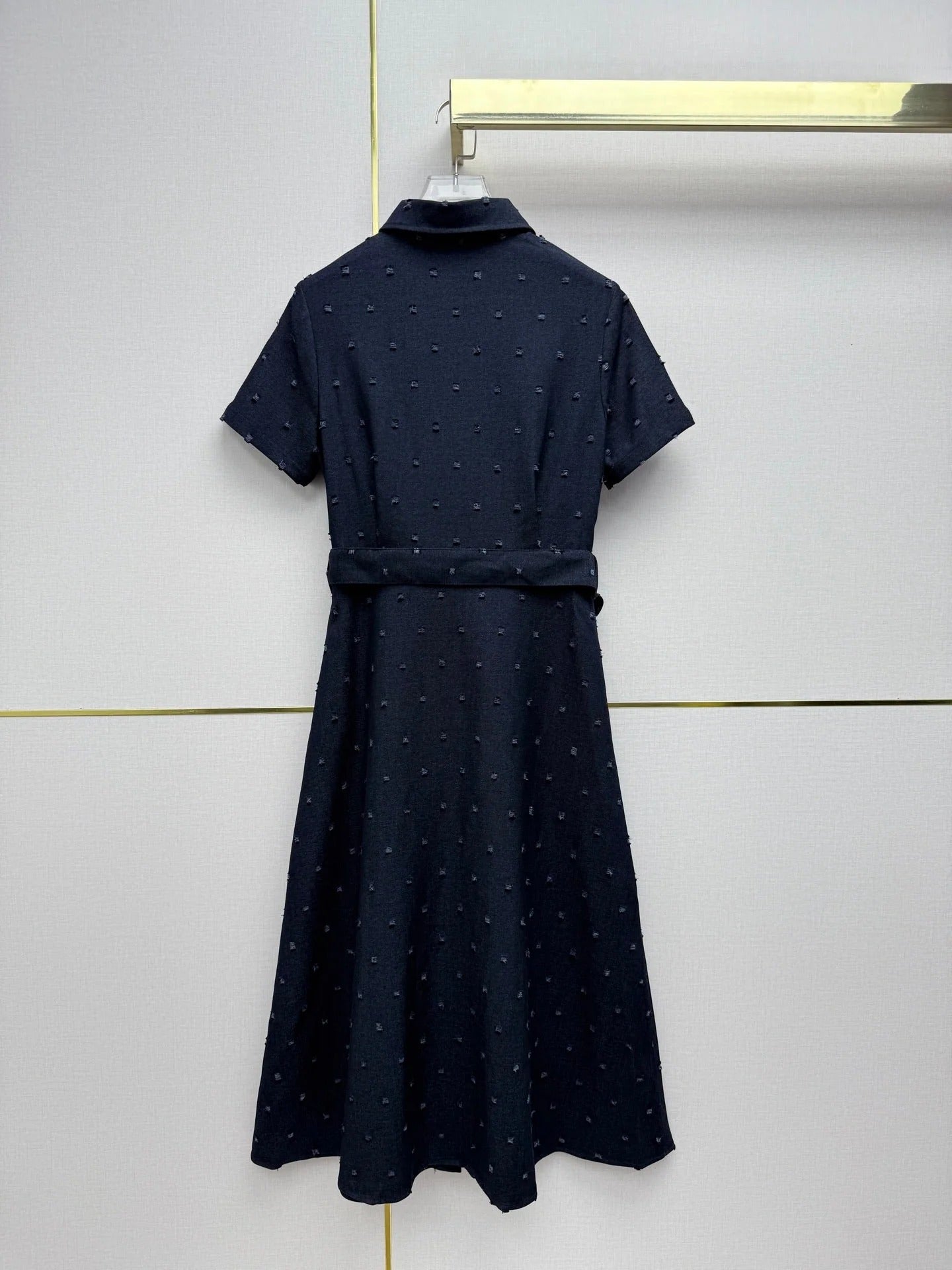 Dior 2026 Midi Shirt Dress With Belt Dark Blue Cotton 380412