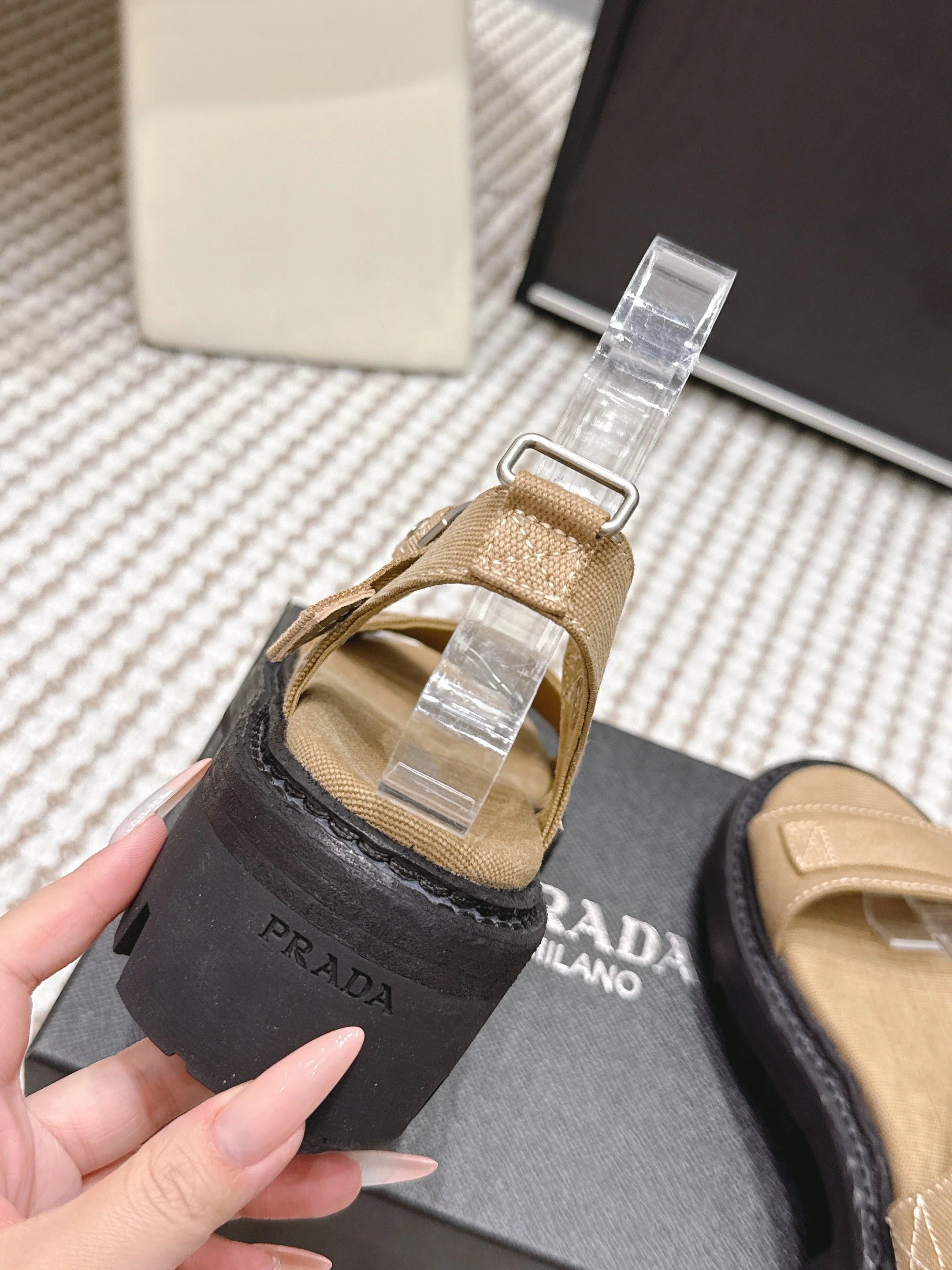 PRA 2026S Roman Sandals Beige Canvas 657522