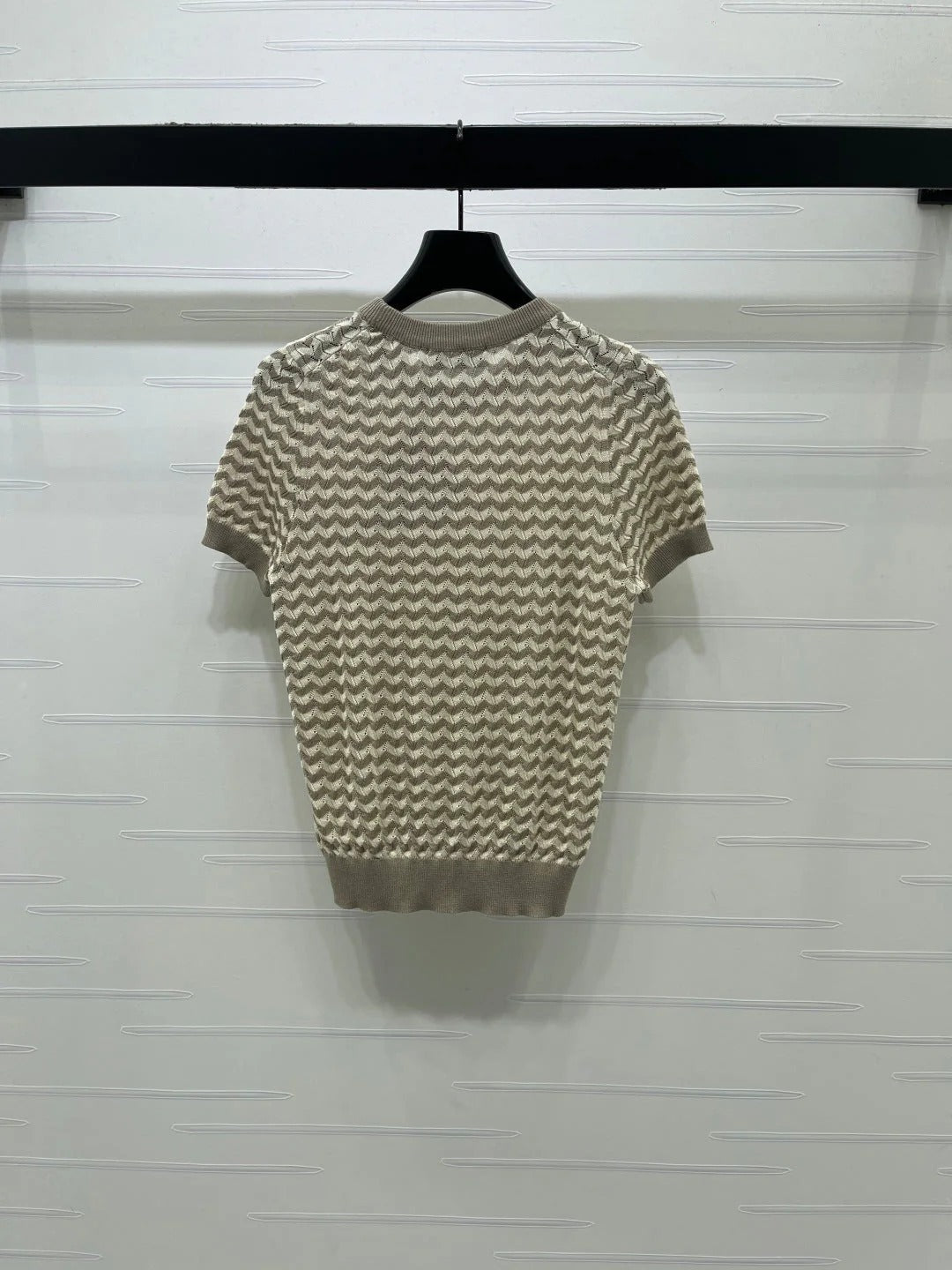 Miumiu 2026 Hollow-out Knit Short-sleeved Top Tencel Cotton 395656