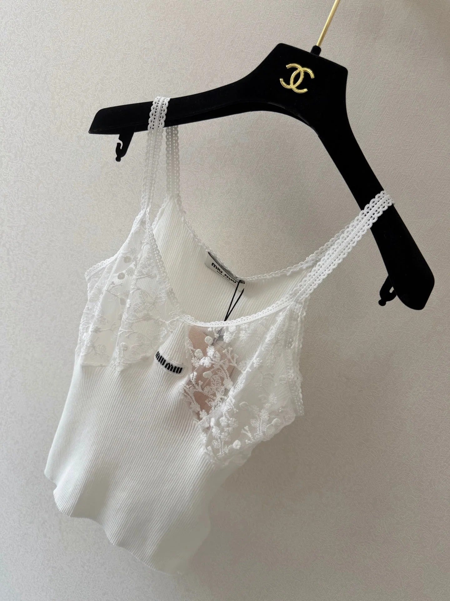 Miumiu 2026 Camisole White Lace Cotton 394789