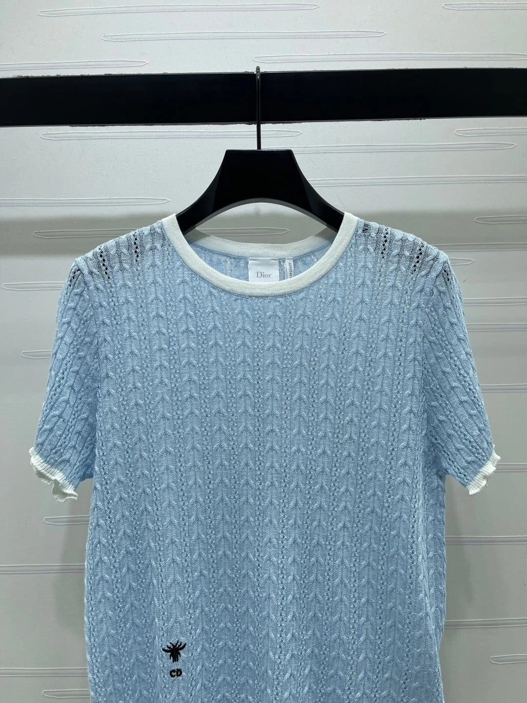Dior 2026 Cable Knit Textured Short-Sleeve T-Shirt Wool 48244
