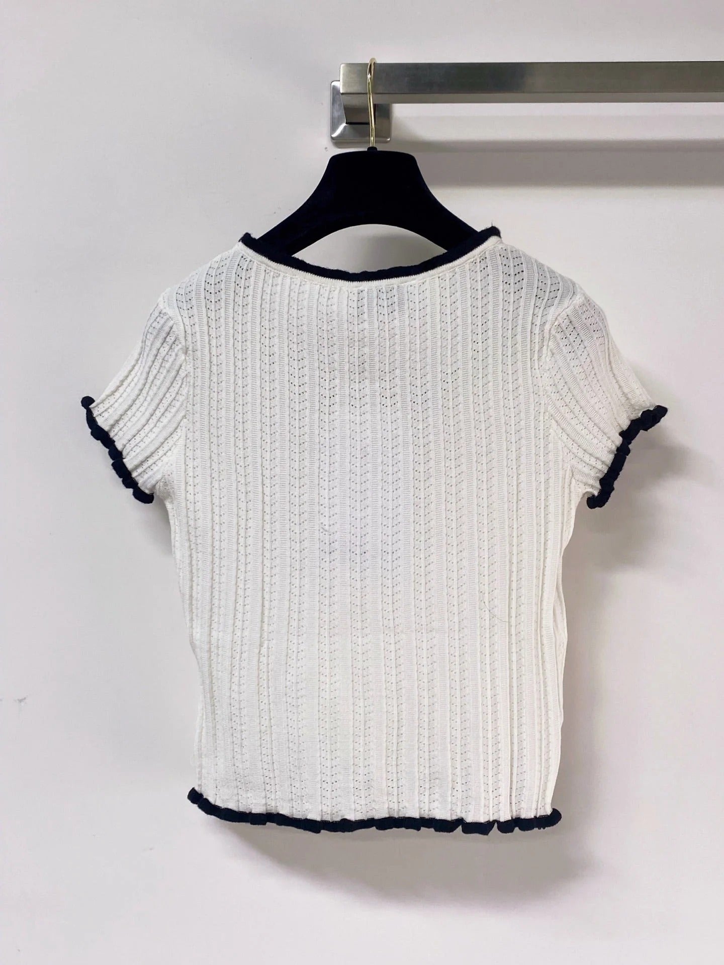 Chanel 2026 Bow Detail Short-Sleeve Knit White Viscosa 463561