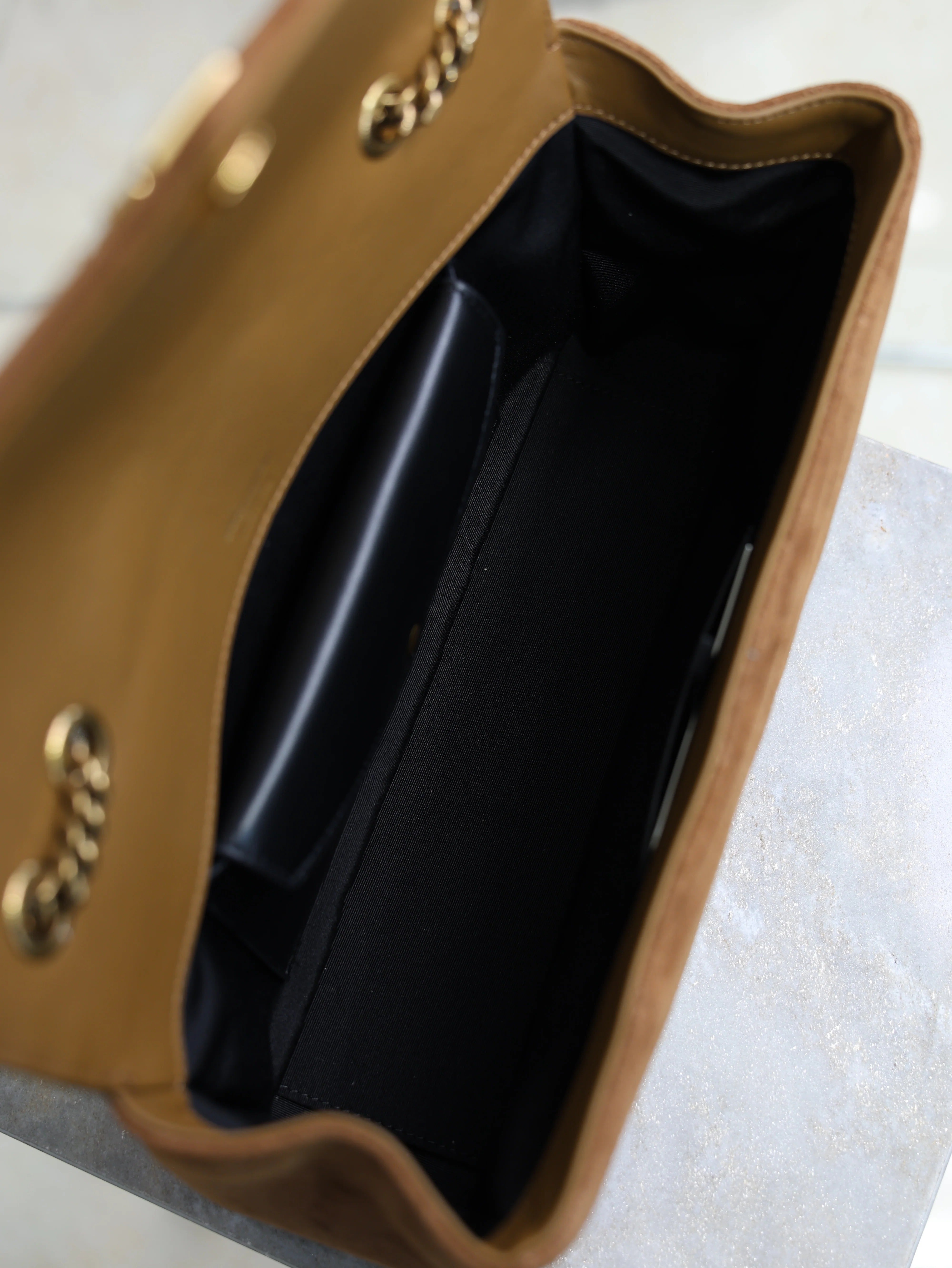 YSL 2026 Loulou Bag 29cm Caramel Suede Leather