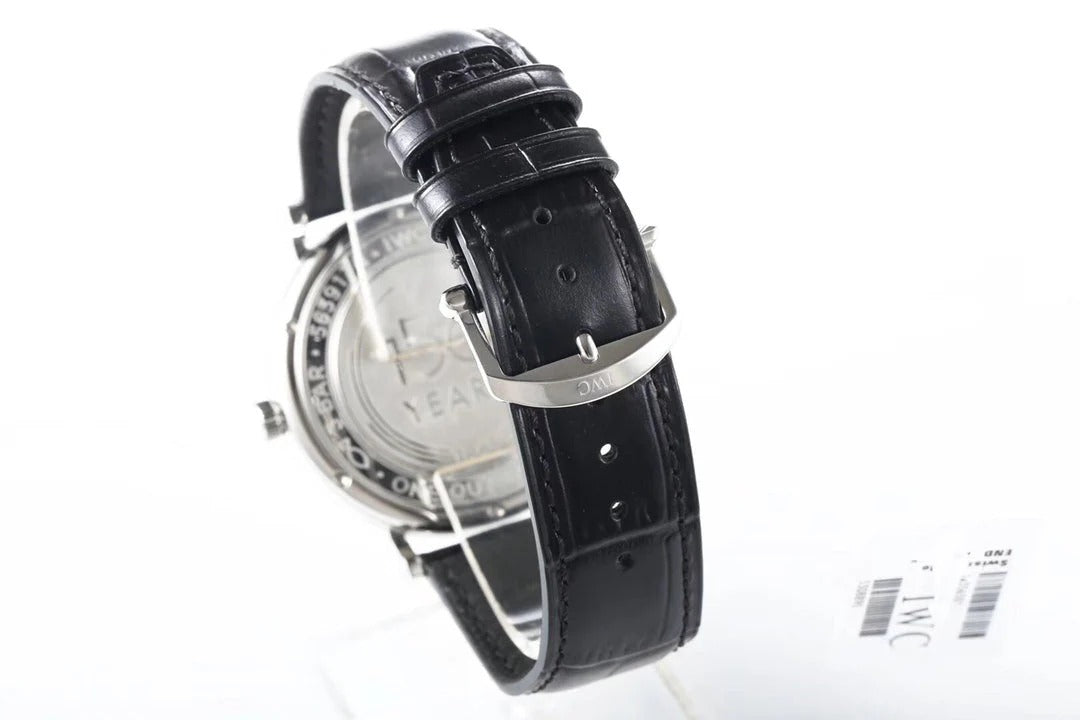 IWC Portofino 40mm White Dial Blue Numerals Black Crocodile Leather