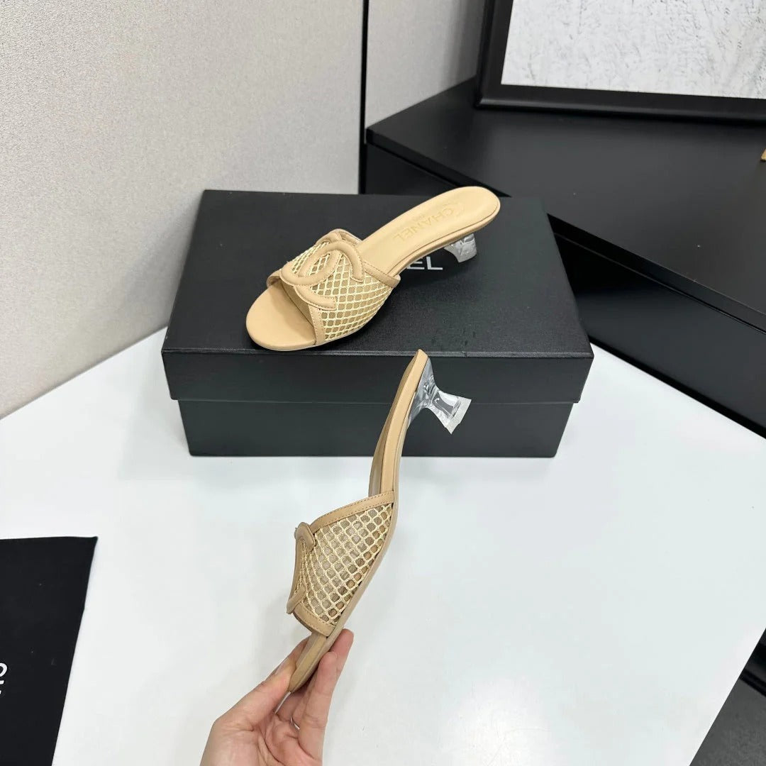 Chanel 2026 Transparent Spool Heels Leather Sheepskin Mesh 822723