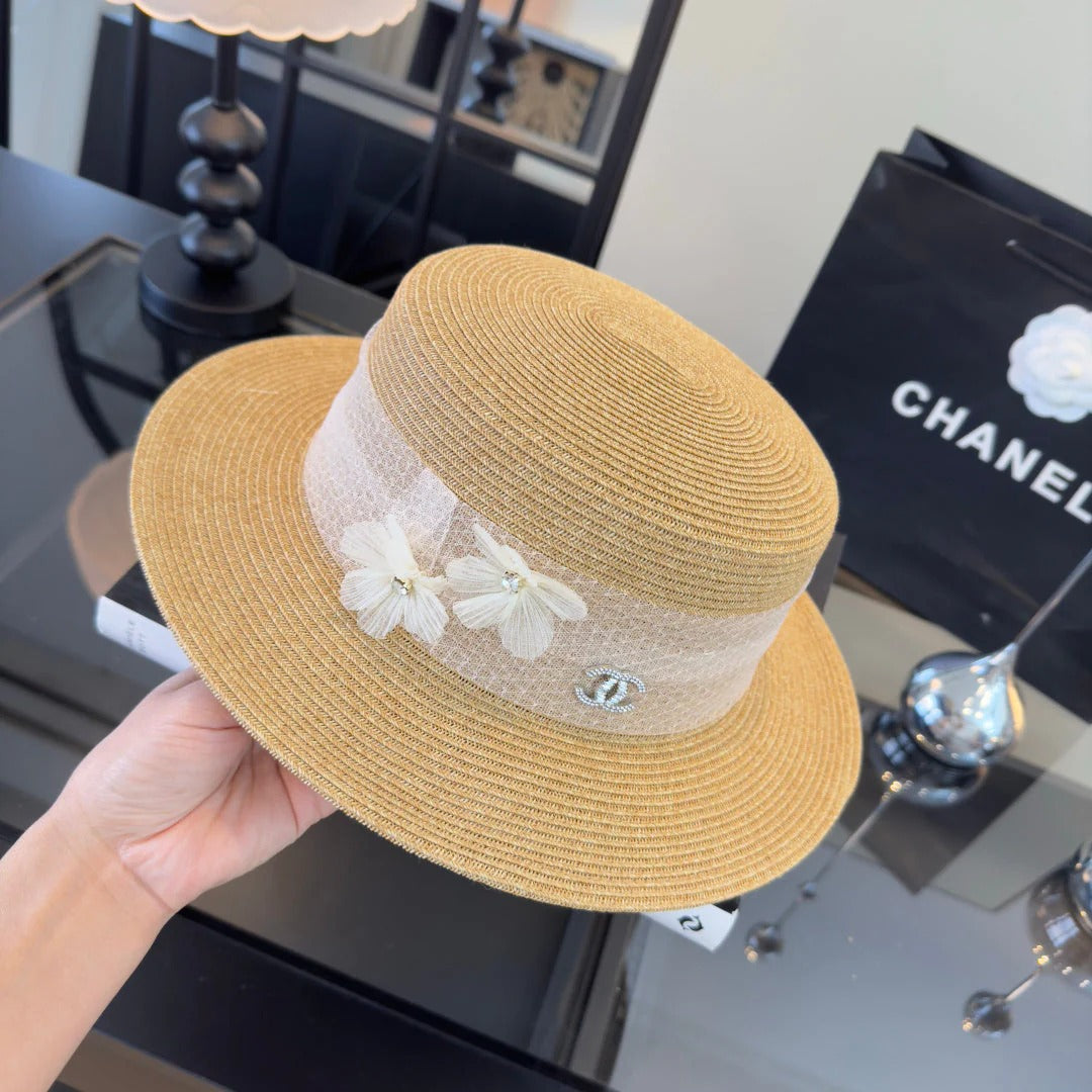 Chanel Lace Flower Straw Hat 323563