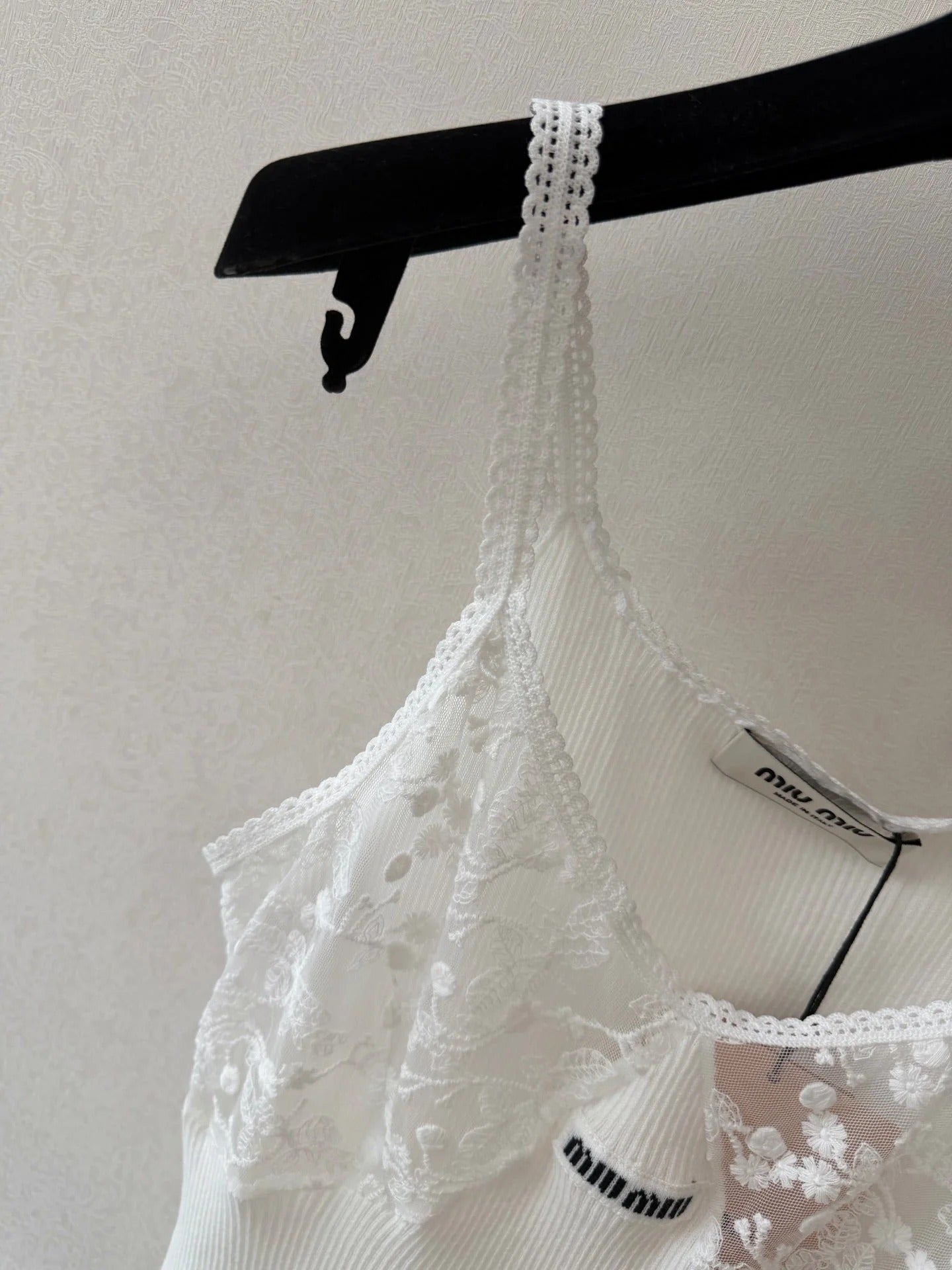 Miumiu 2026 Camisole White Lace Cotton 394789