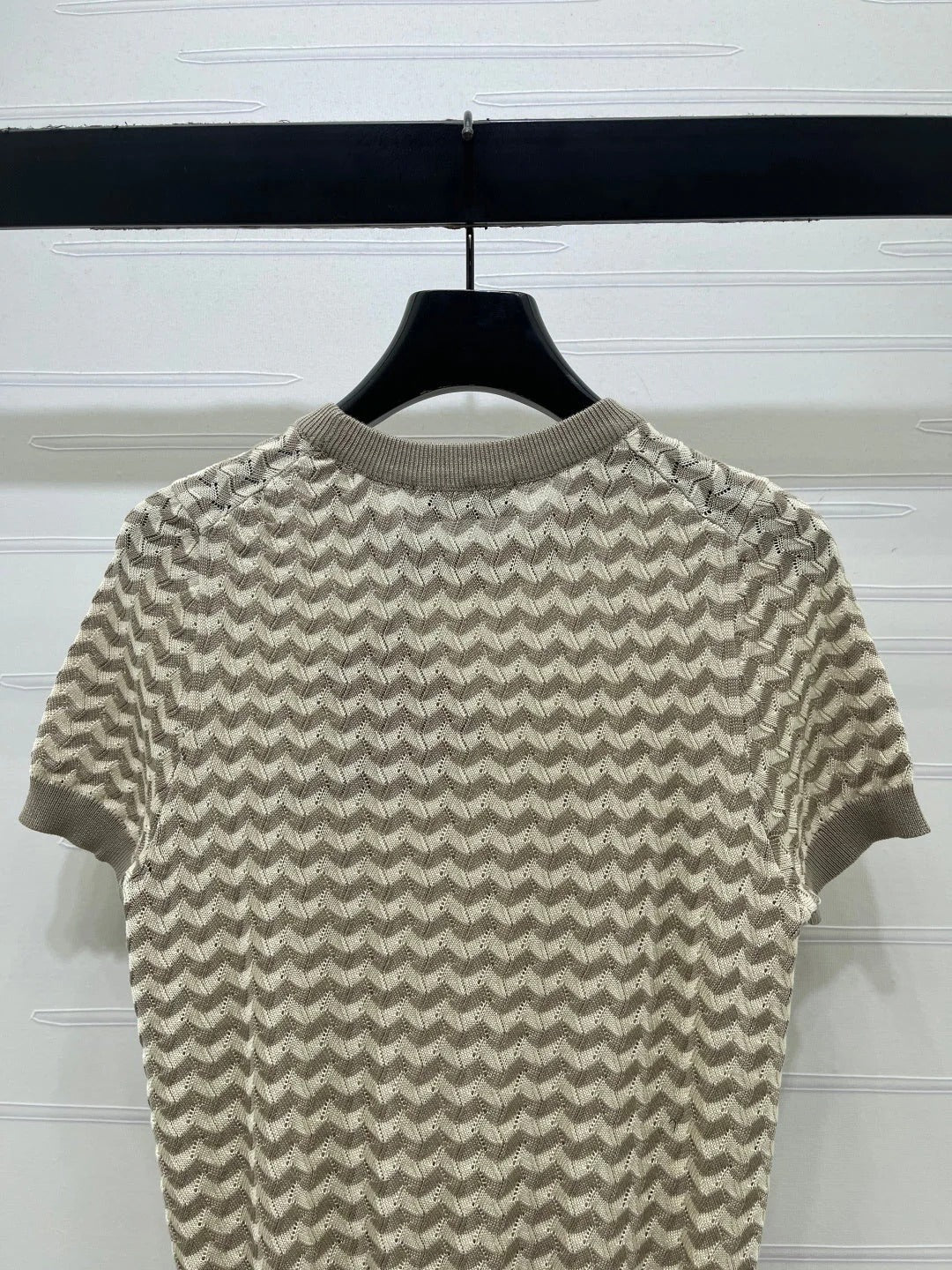 Miumiu 2026 Hollow-out Knit Short-sleeved Top Tencel Cotton 395656