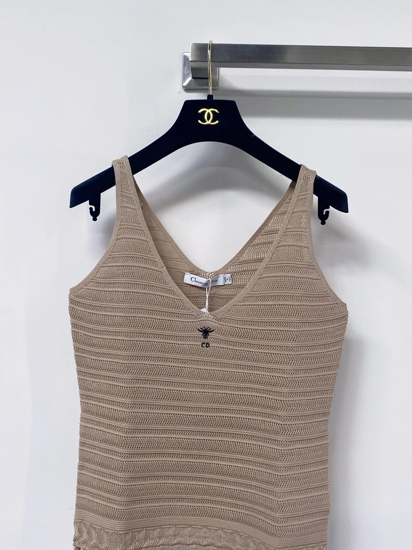 Dior 2026 Knitted Tank Top V-neckline Brown Polyamide 479869