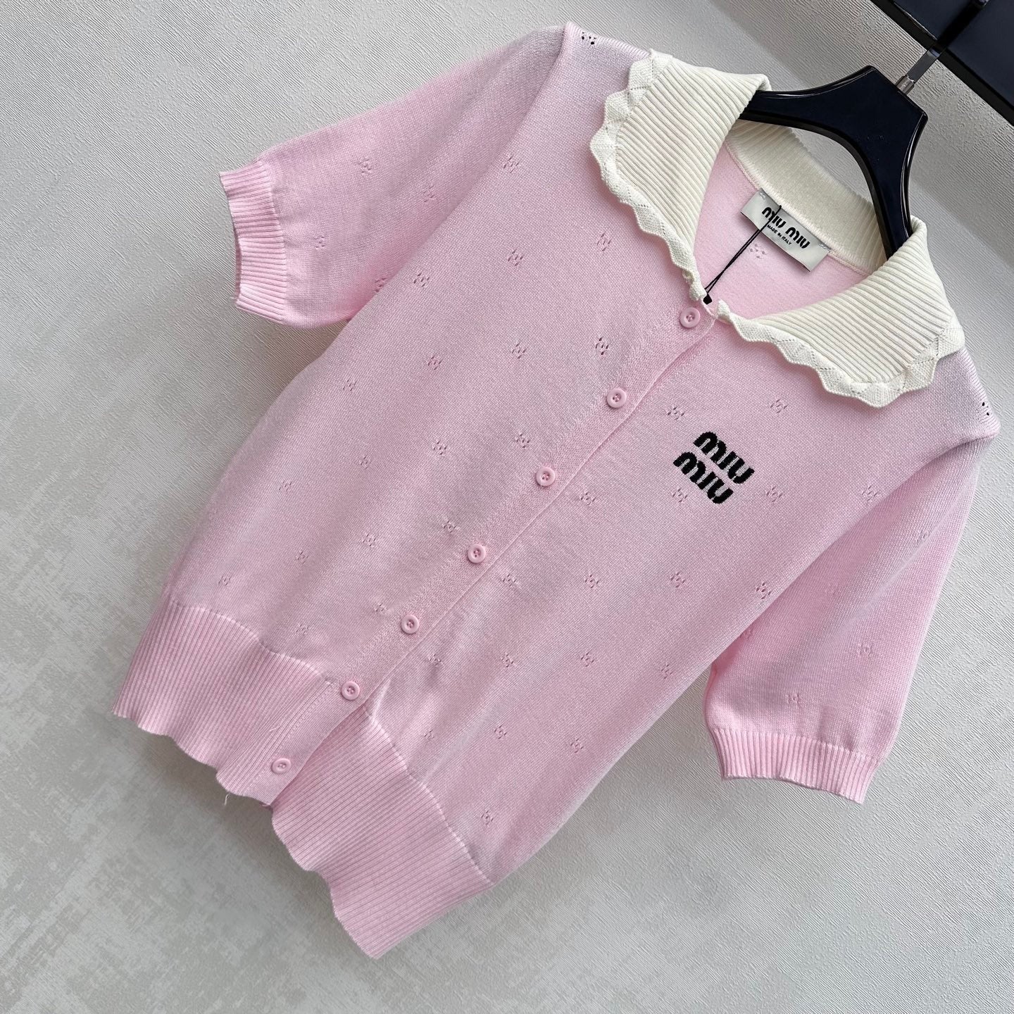 Miumiu 2026 Collared Short-Sleeve Knit Cardigan Wool 431998