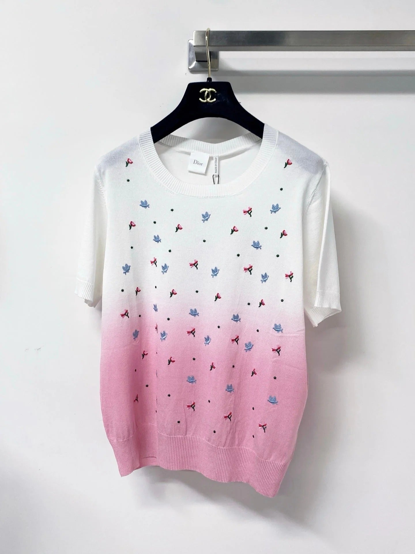 Dior 2026 Short-Sleeve T-Shirt Embroidered Colorful Floral Tencel 479916