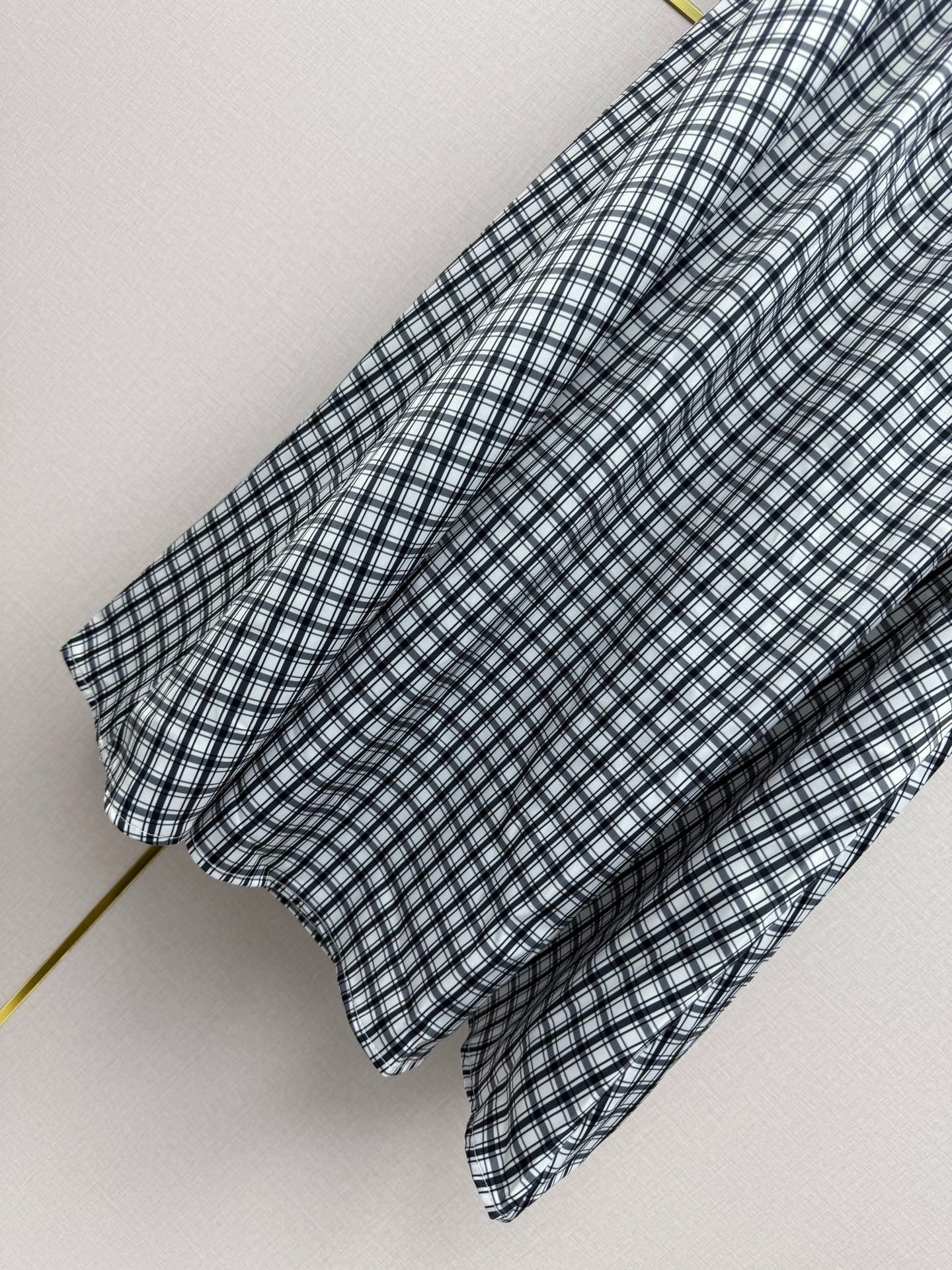Prada 2026 Hooded Plaid Dress Black White Cotton 396904