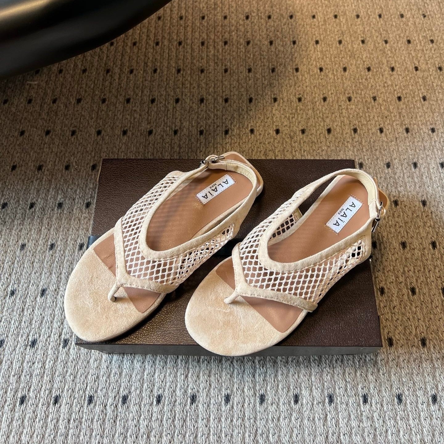 Alaia 2026 Thong Sandals Mesh Suede 803341