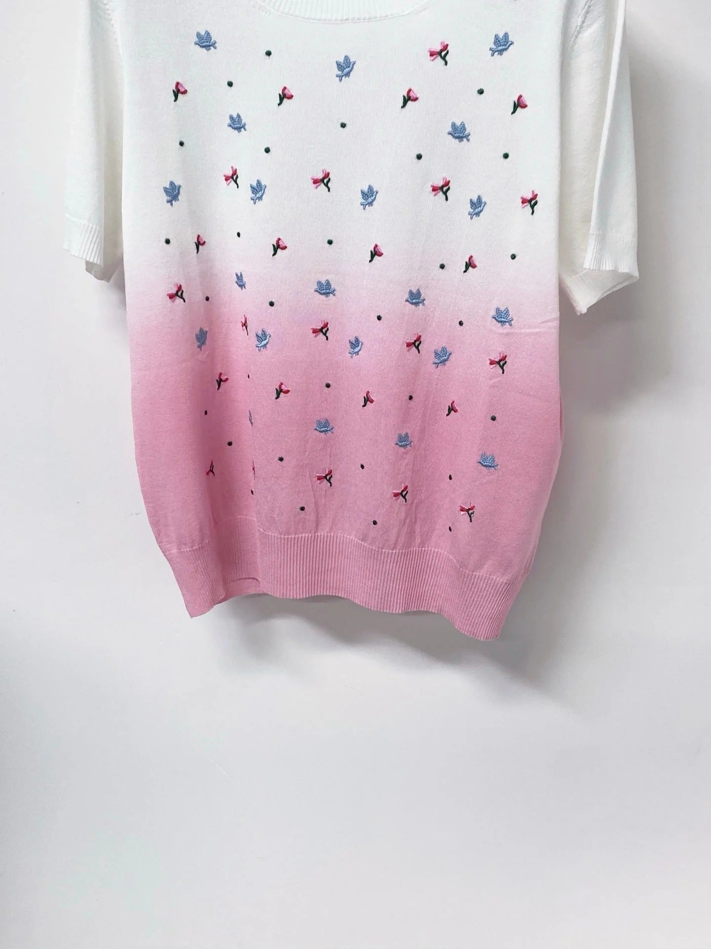 Dior 2026 Short-Sleeve T-Shirt Embroidered Colorful Floral Tencel 479916