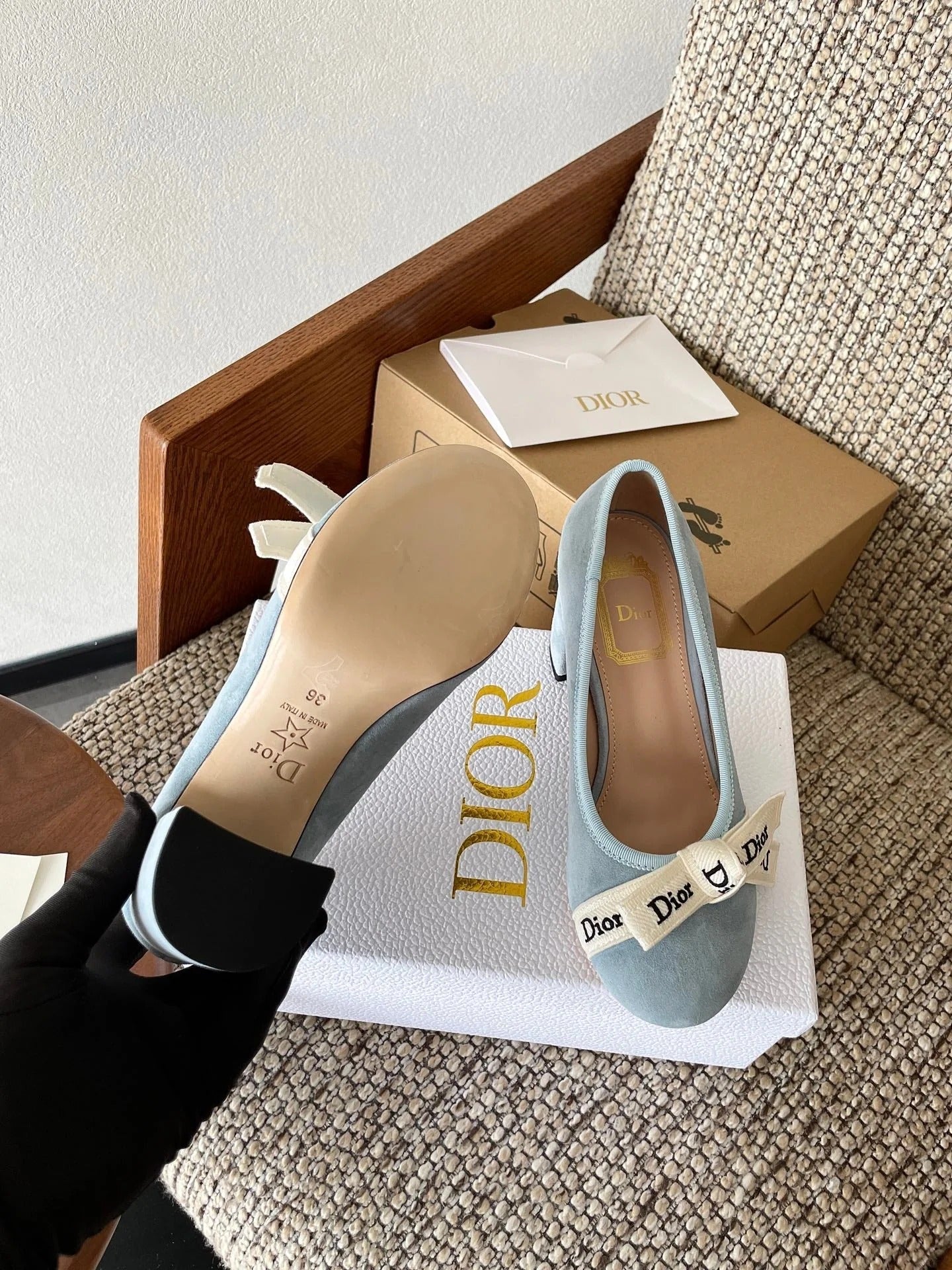 Dior 2026 Embroidered Ribbon Pumps 80mm Suede Canvas Leather 975505