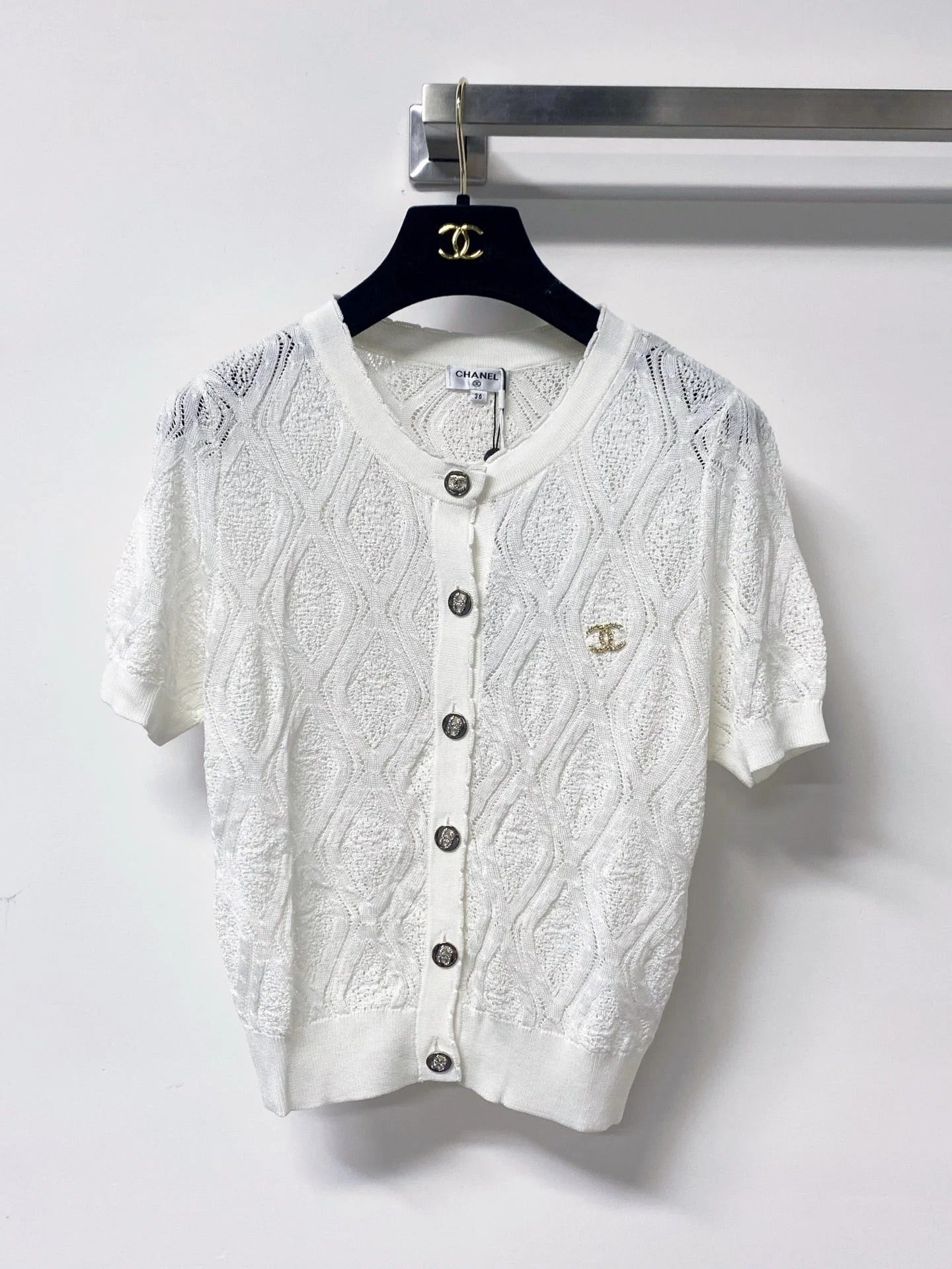 Chanel 2026 Pointelle Knit Cardigan Tencel 459058