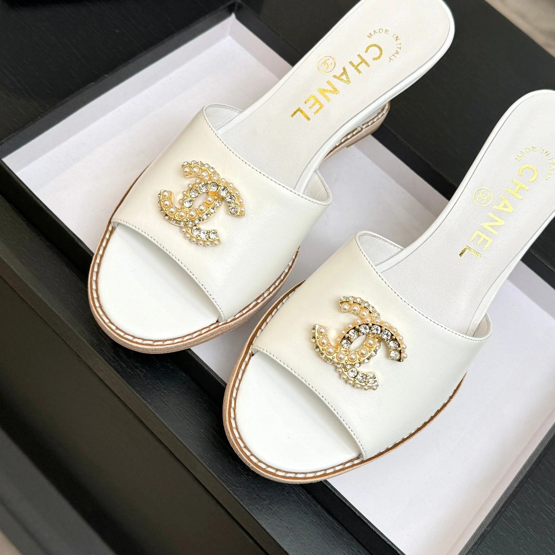 CC 2026 Wedge Sandals 65 White Lambskin 667771