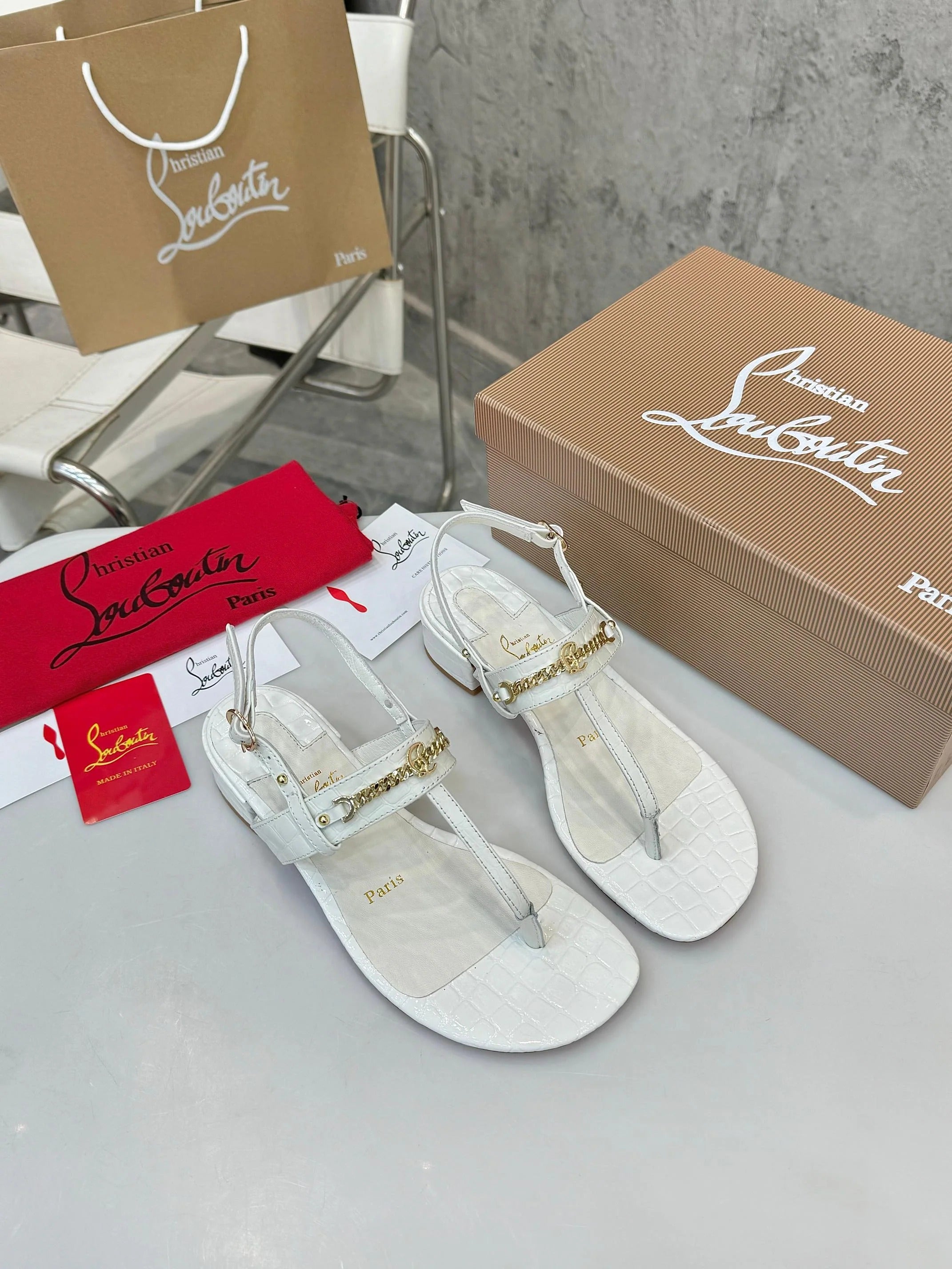 Christian Louboutin 2026 MJ Thong Sandals 25mm Croc-Effect Leather 780393