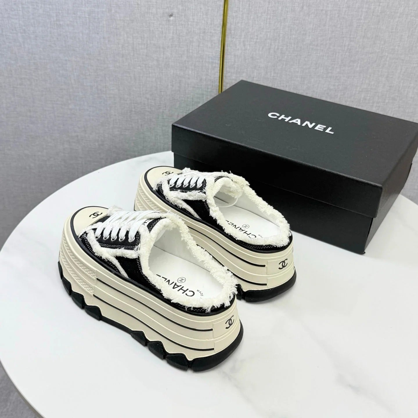 Chanel 2026 Flatform Mule Sneakers Canvas 801421