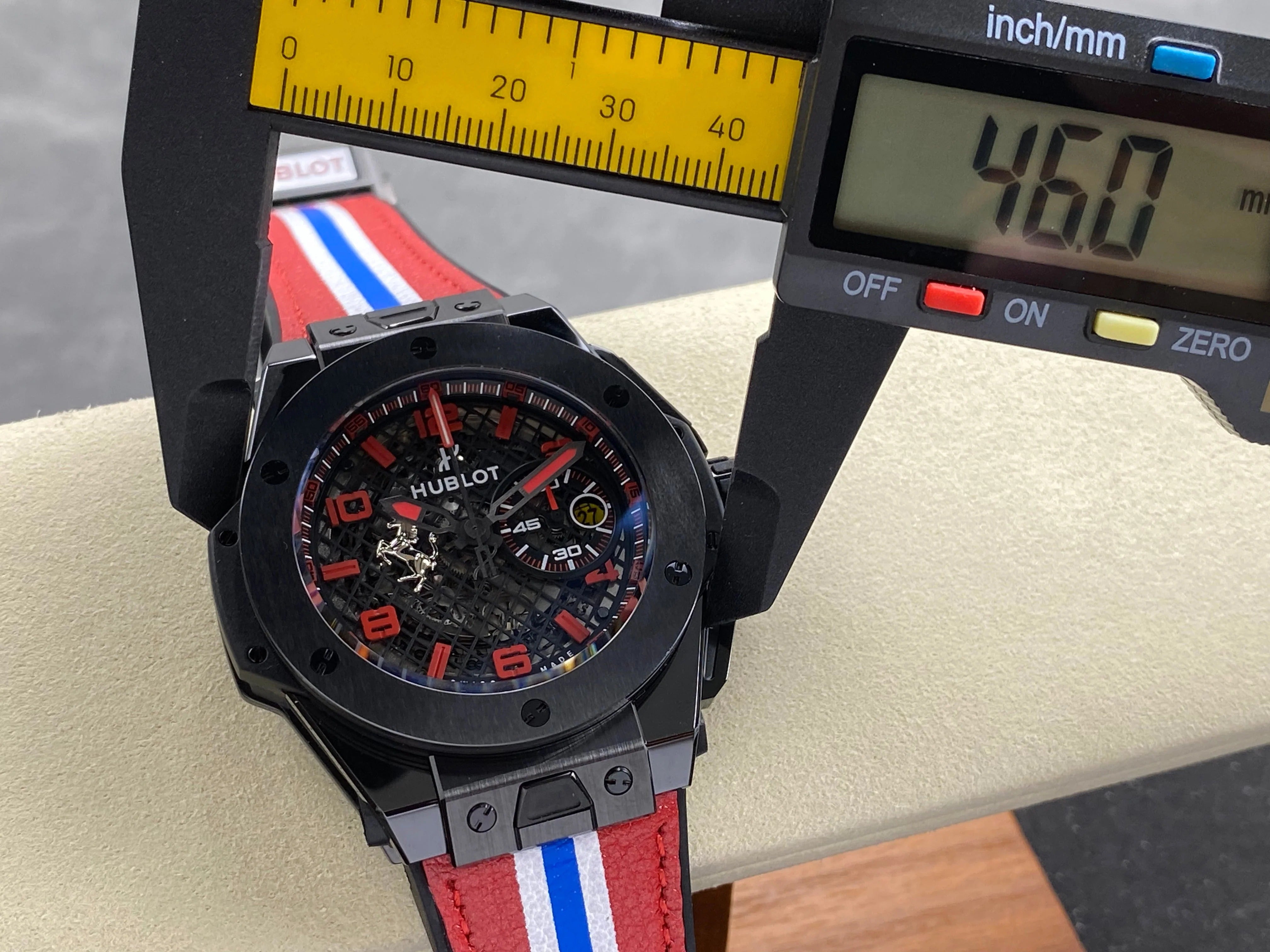 Hublot Big Bang Ferrari Ceramic Watch 45mm Red Blue Leather Strap