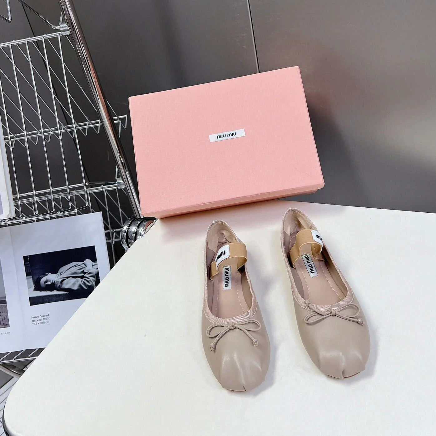 BALLET FLAT SHOES LIGHT NUDE SHEEPSKIN