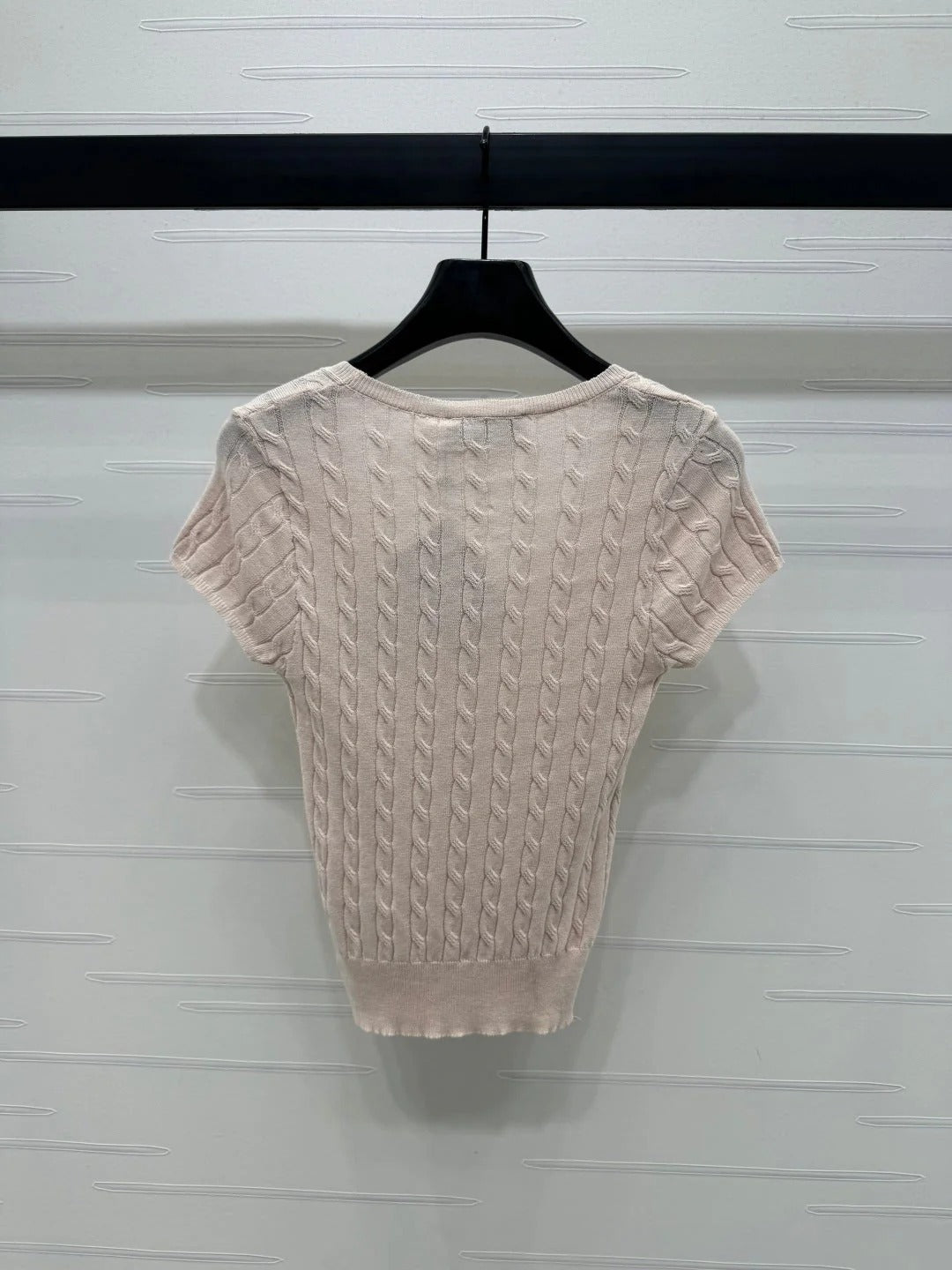 MIUMIU U-NECK KNITTED SHORT-SLEEVE TOP PINK 274947