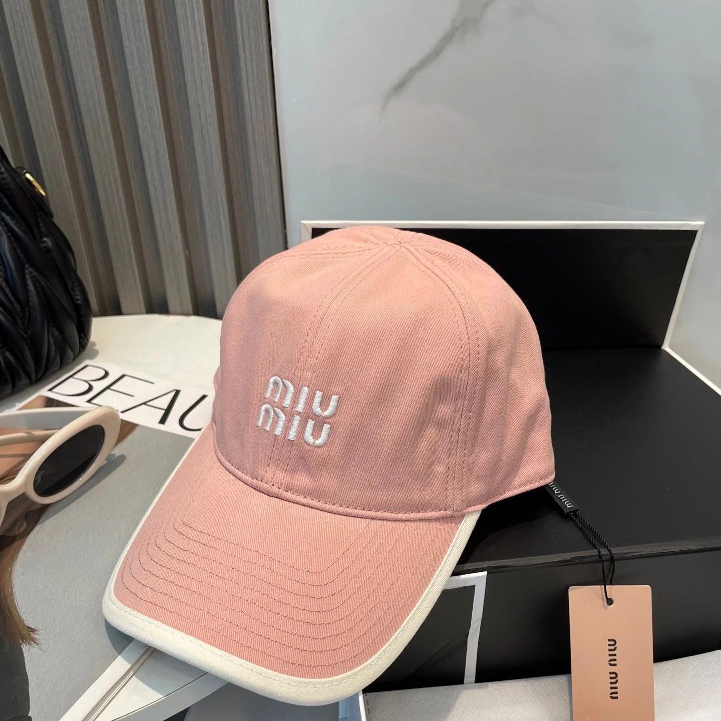 MM BASEBALL CAP IN PEACHY PINK FABRIC STYLE 8
