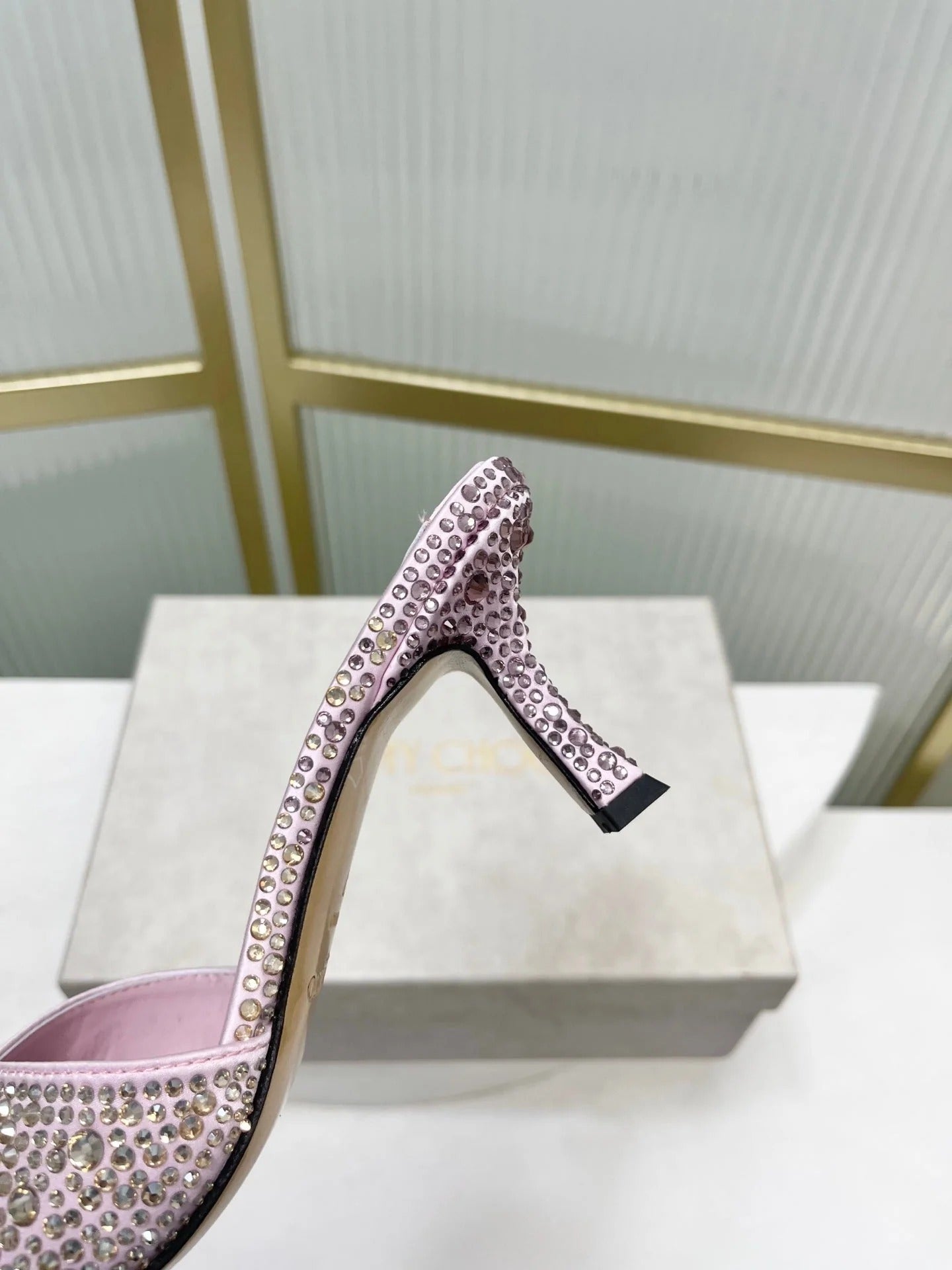Jimmy 26s High-Heeled Slippers 65 Pastel Pink Diamond Sheepskin 605977