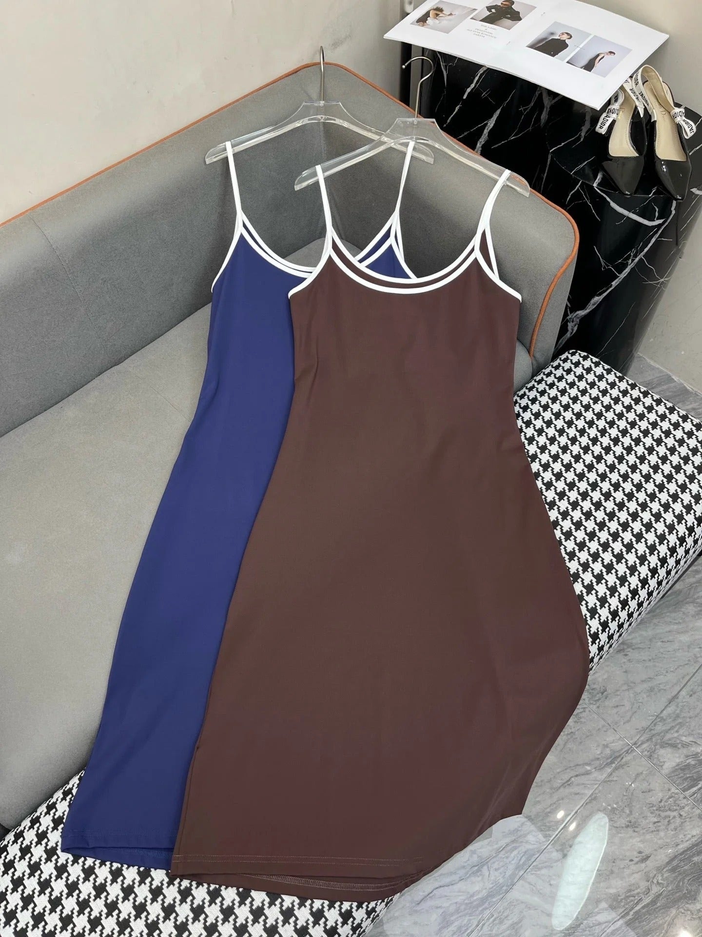 MIUMIU COTTON SPAGHETTI STRAP DRESS 269083