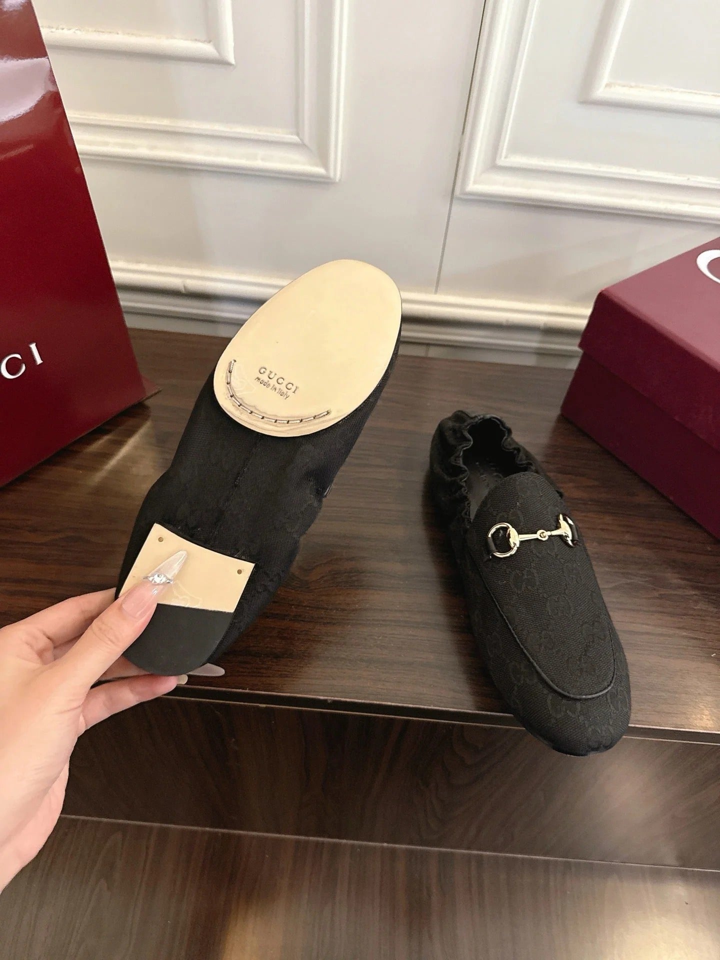 GG 26SS Loafers Black Monogram Canvas Leather 645953