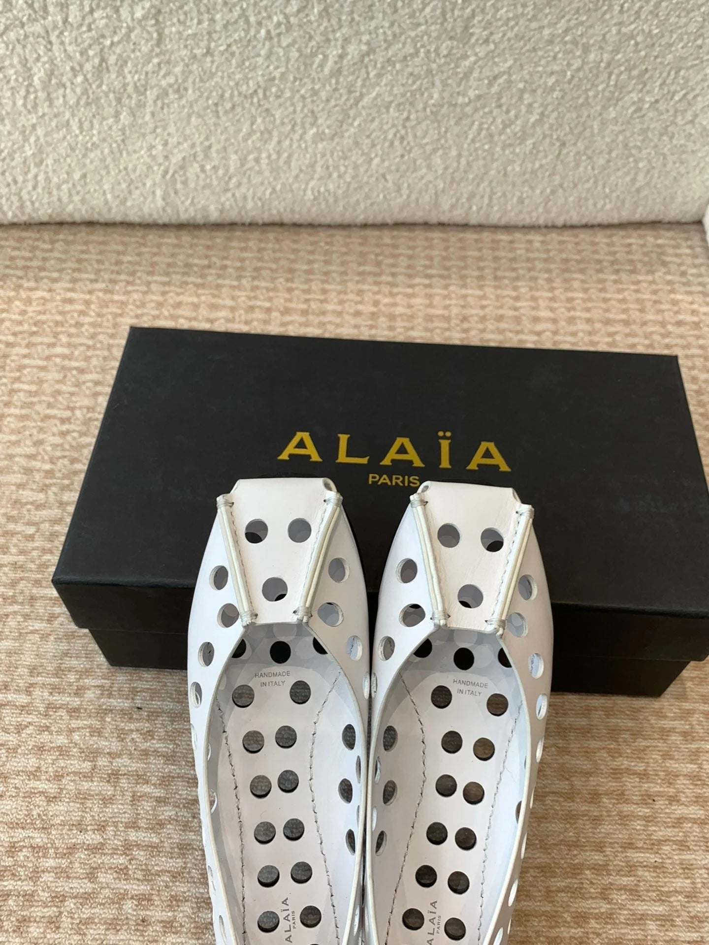 Perfo Ballet Flats In White Calfskin