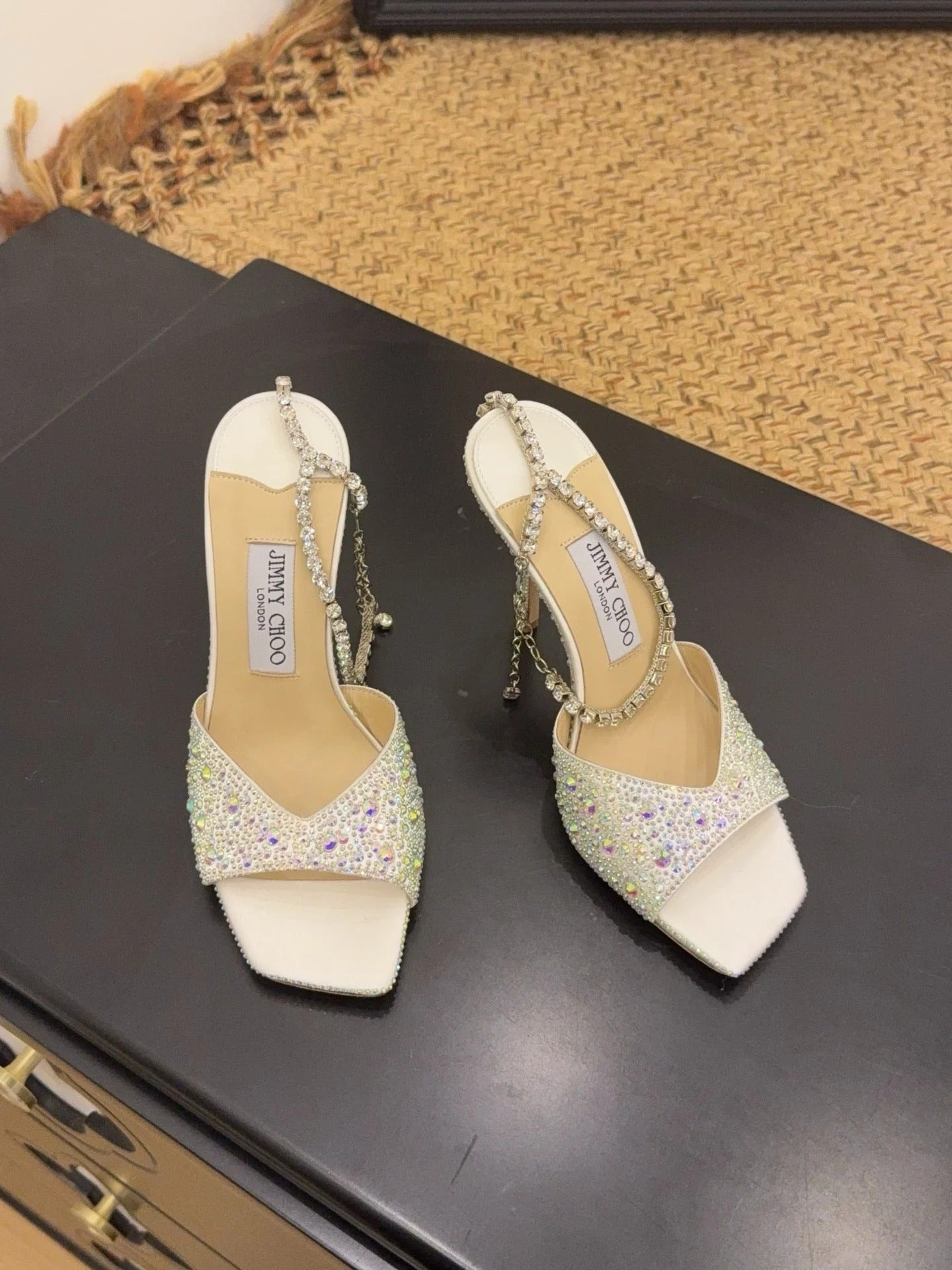 Jimmy 26s Platform Sandal 100 Ivory Multicolor Leather Diamond 602329