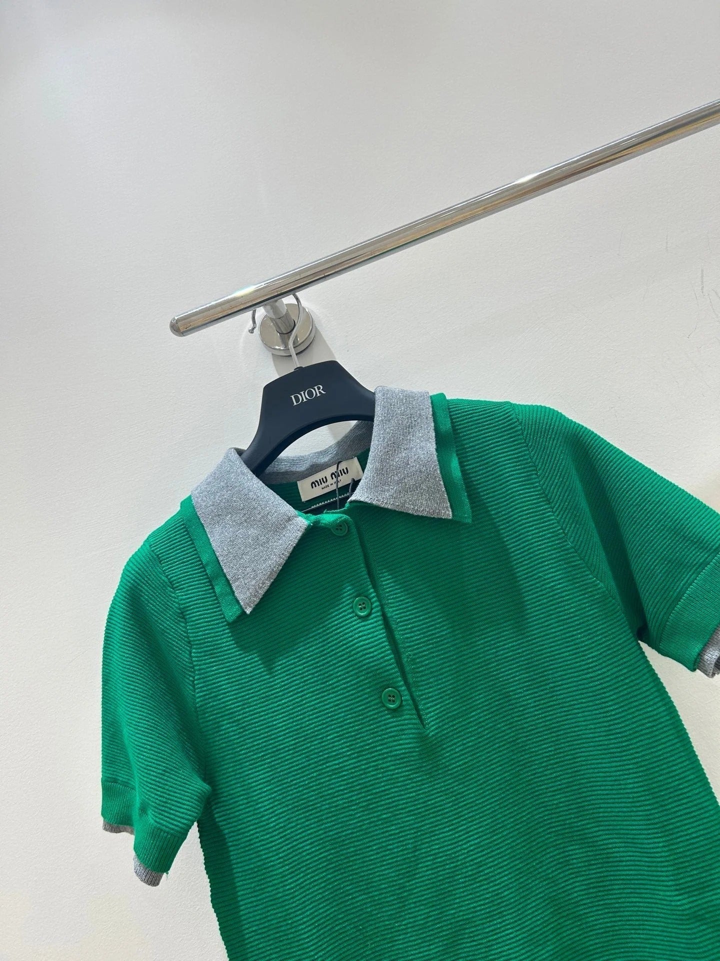 MIUMIU SHORT-SLEEVE KNIT POLO SHIRT STYLE 202