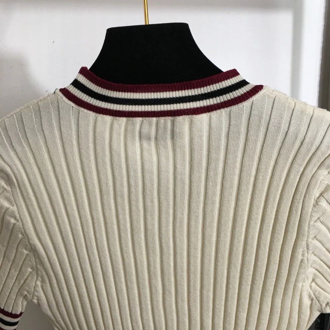 MIUMIU SHORT-SLEEVE KNIT TOP STYLE 296