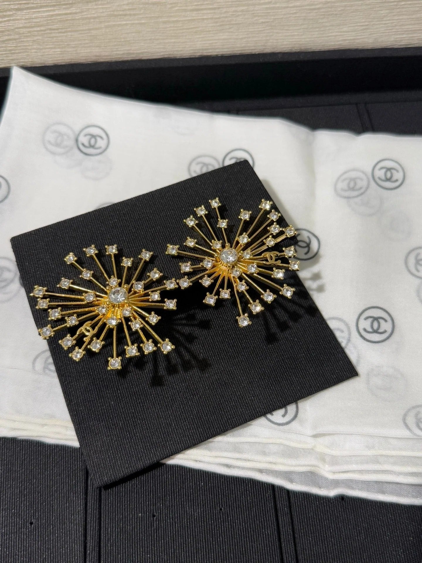 Chanel 2026 Sparkling Crystal Double C Firework Earrings