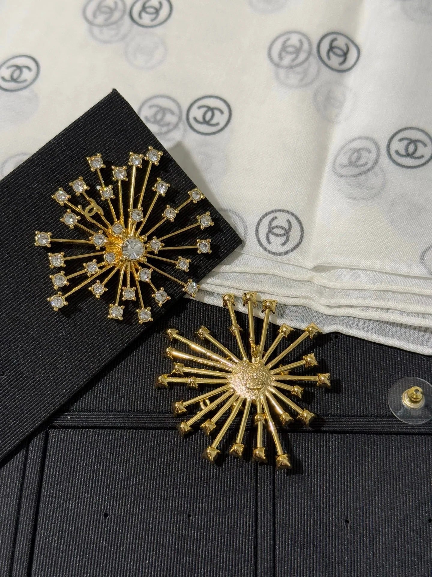 Chanel 2026 Sparkling Crystal Double C Firework Earrings